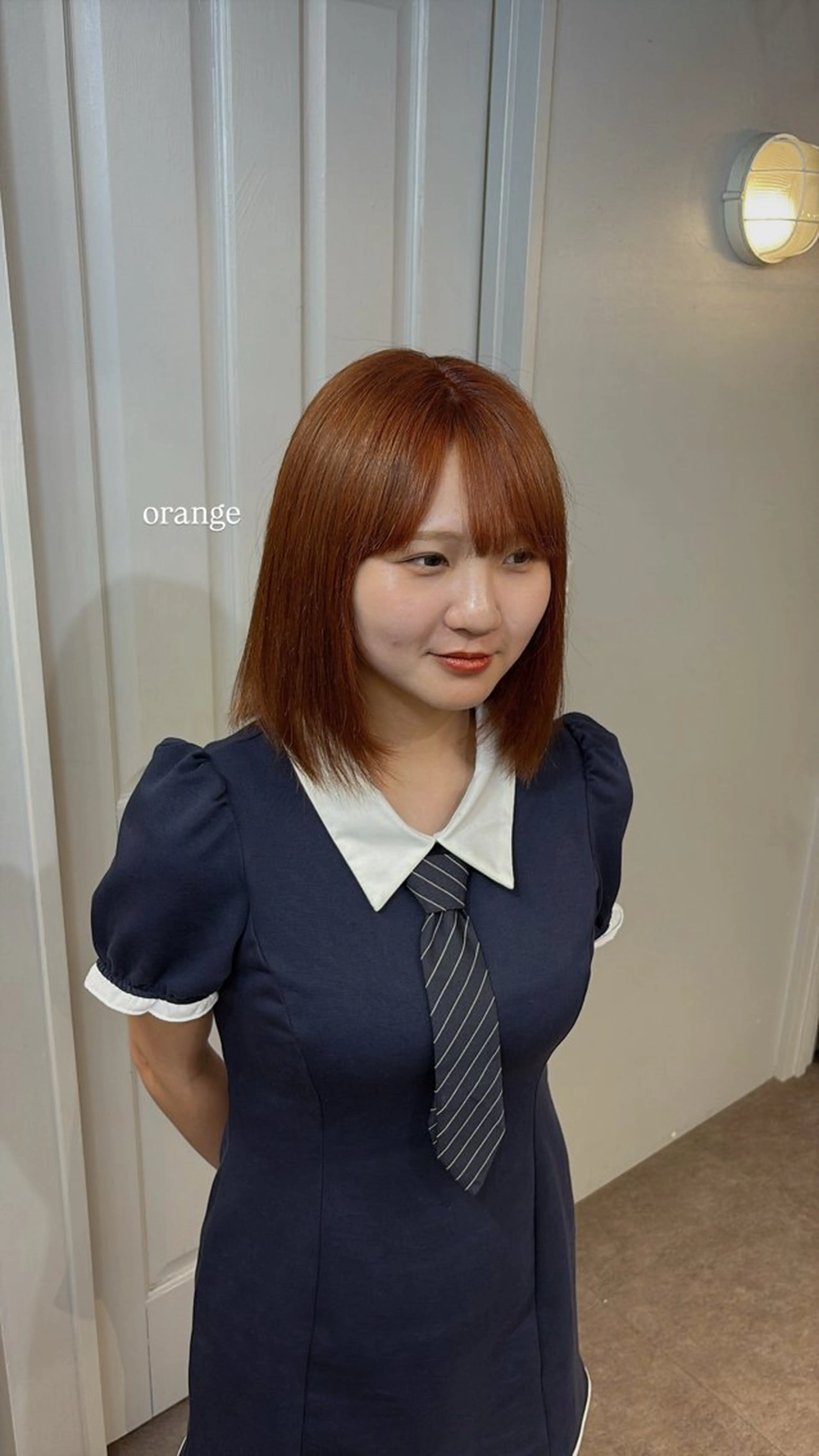 カラー オレンジ ヘアカラー Embellir🍨 サアヤのヘアスタイル