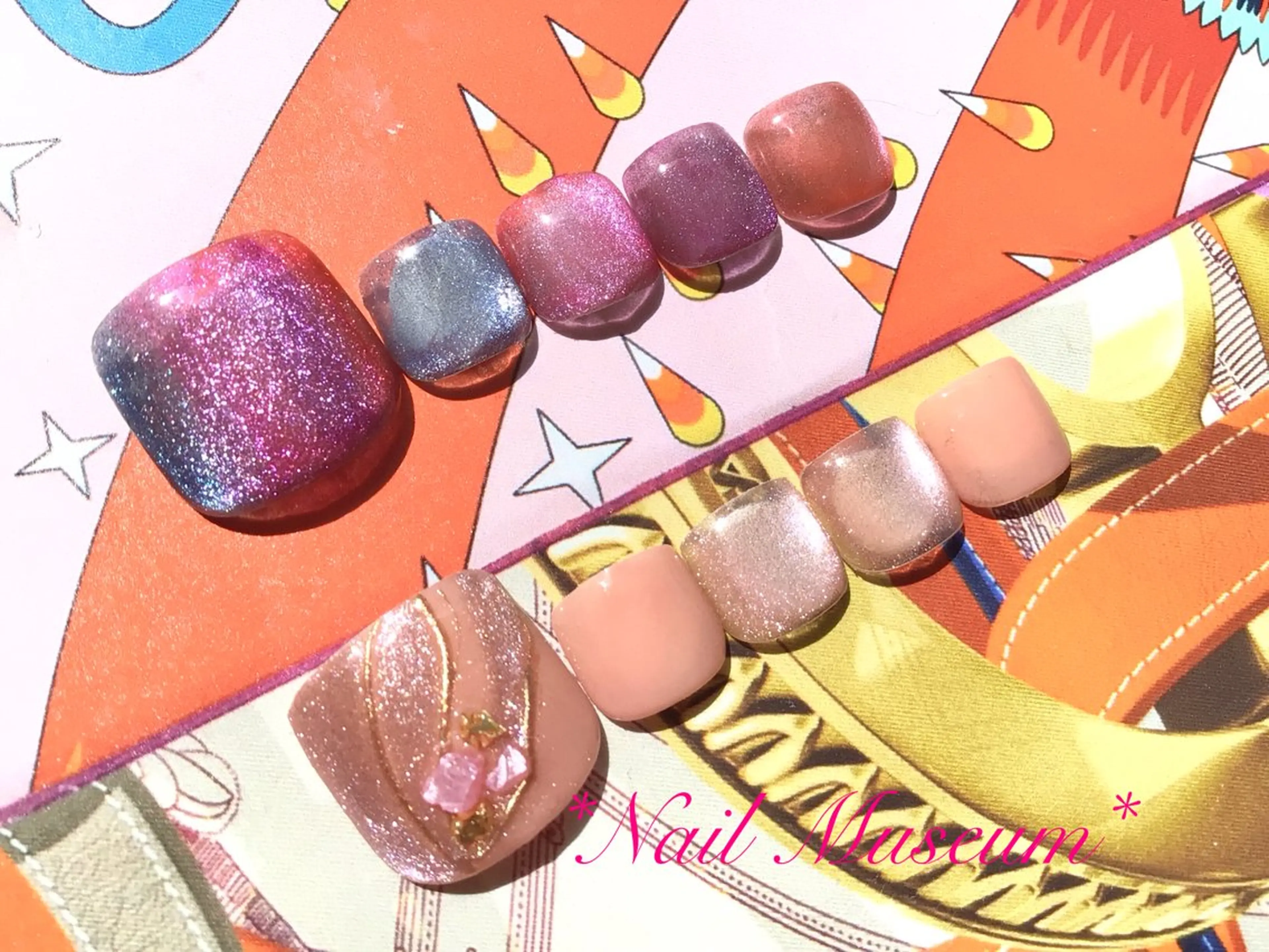 ネイル アートネイル フットネイル フレンチネイル ジェルネイル ハート フットネイル マグネットネイル💛 Hayakawaのネイルデザイン