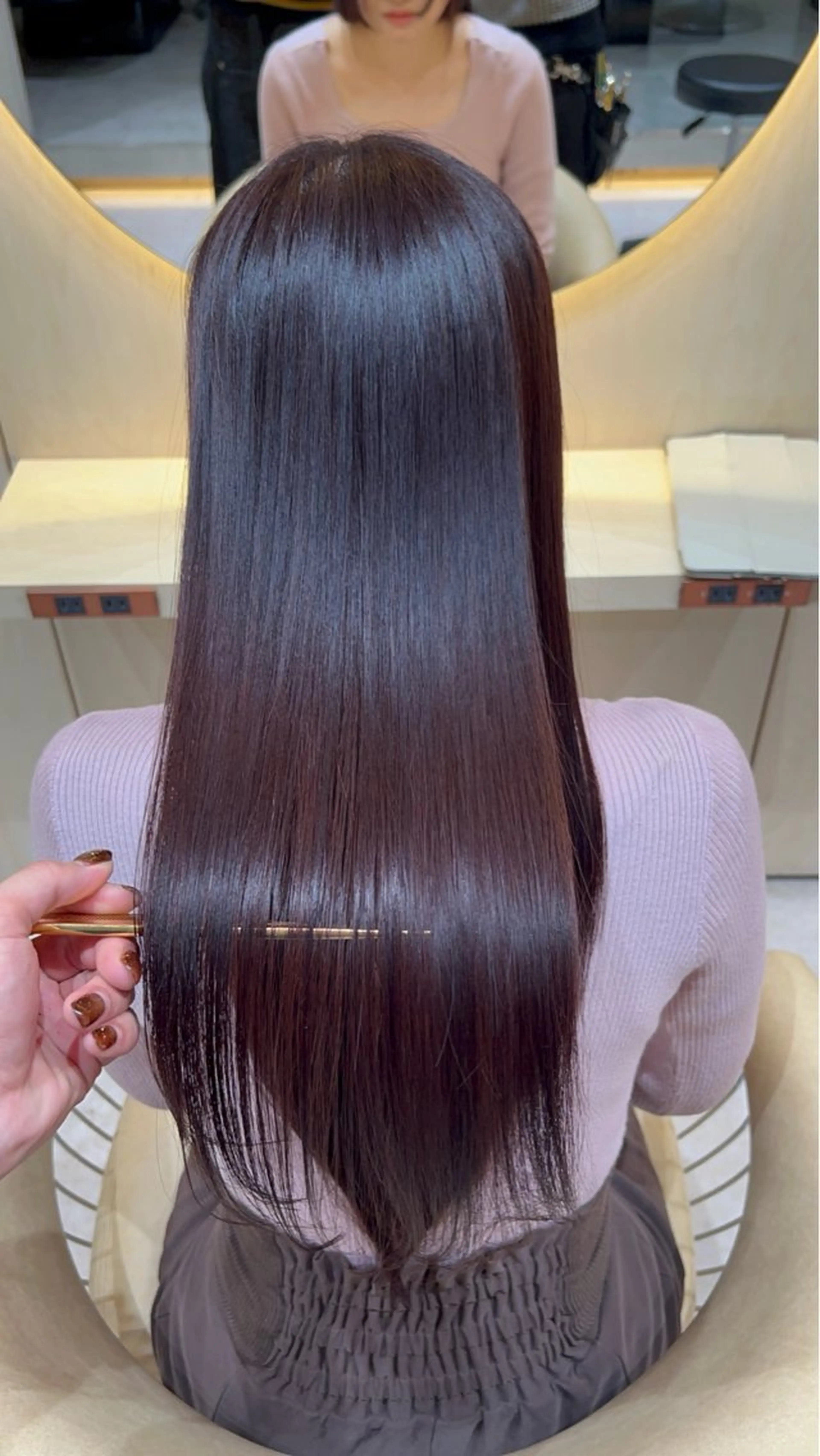 ロング カラー カット 縮毛矯正 興津/韓国レイヤー ダブルカラー美髪縮毛のヘアスタイル