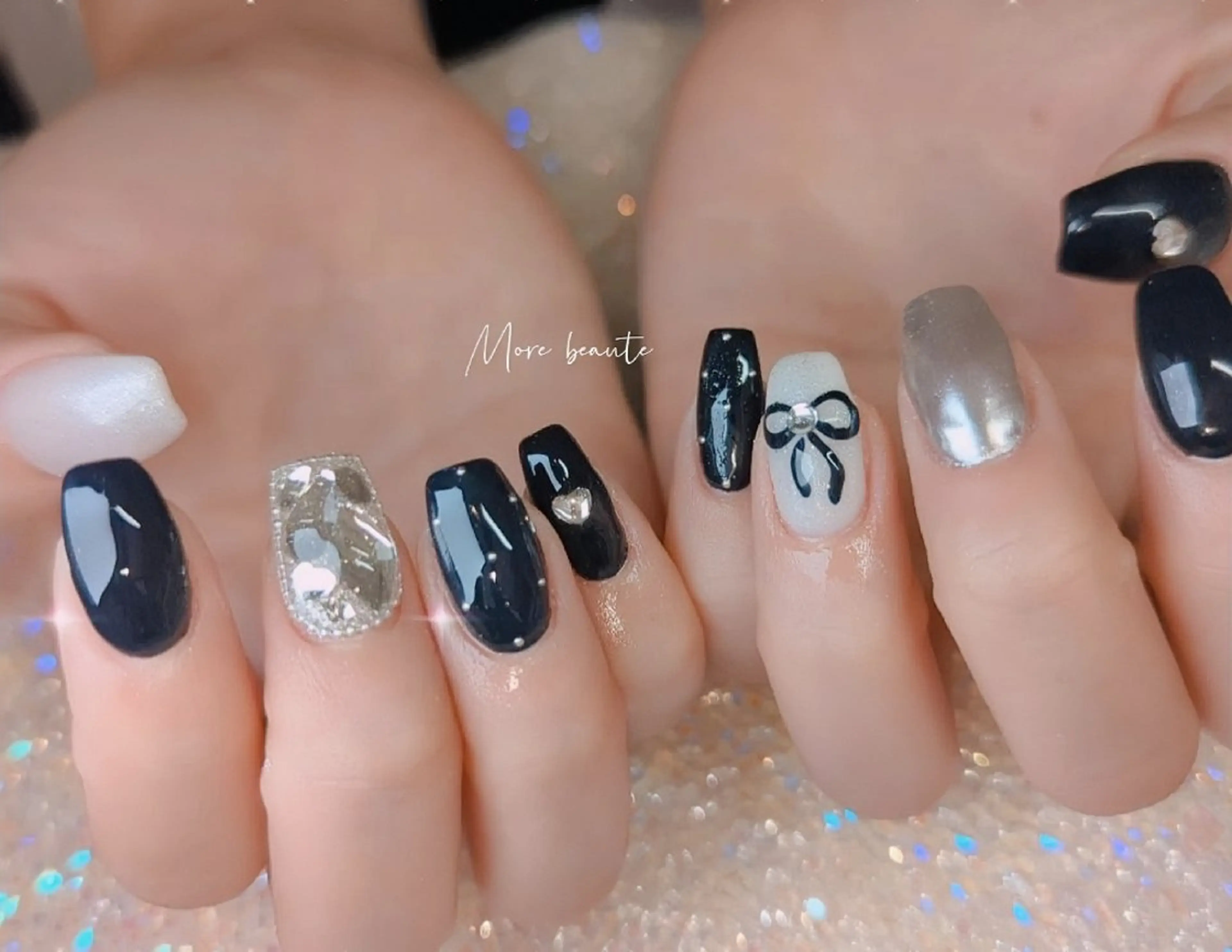 ネイル 長さ出し ジェルネイル ハート 韓国ネイル マグネットネイル ハンドネイル I LOVE ME NAIL.｡.:*♡のネイルデザイン