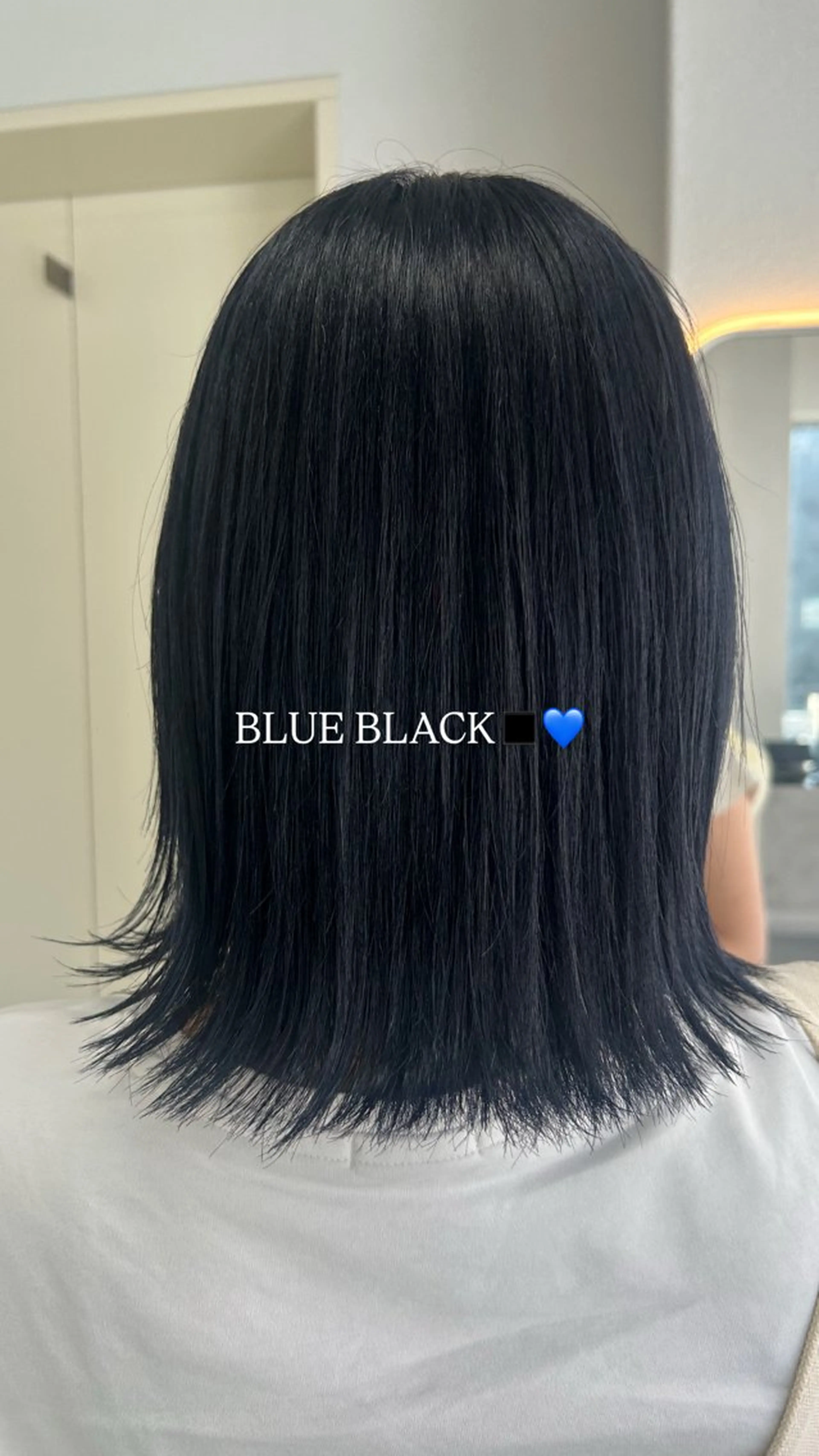 ミディアム カラー ヘアアレンジ 黒髪 ブルーカラー ブルーブラック MOE/ 盛れるヘア🖤‎🌙のヘアスタイル