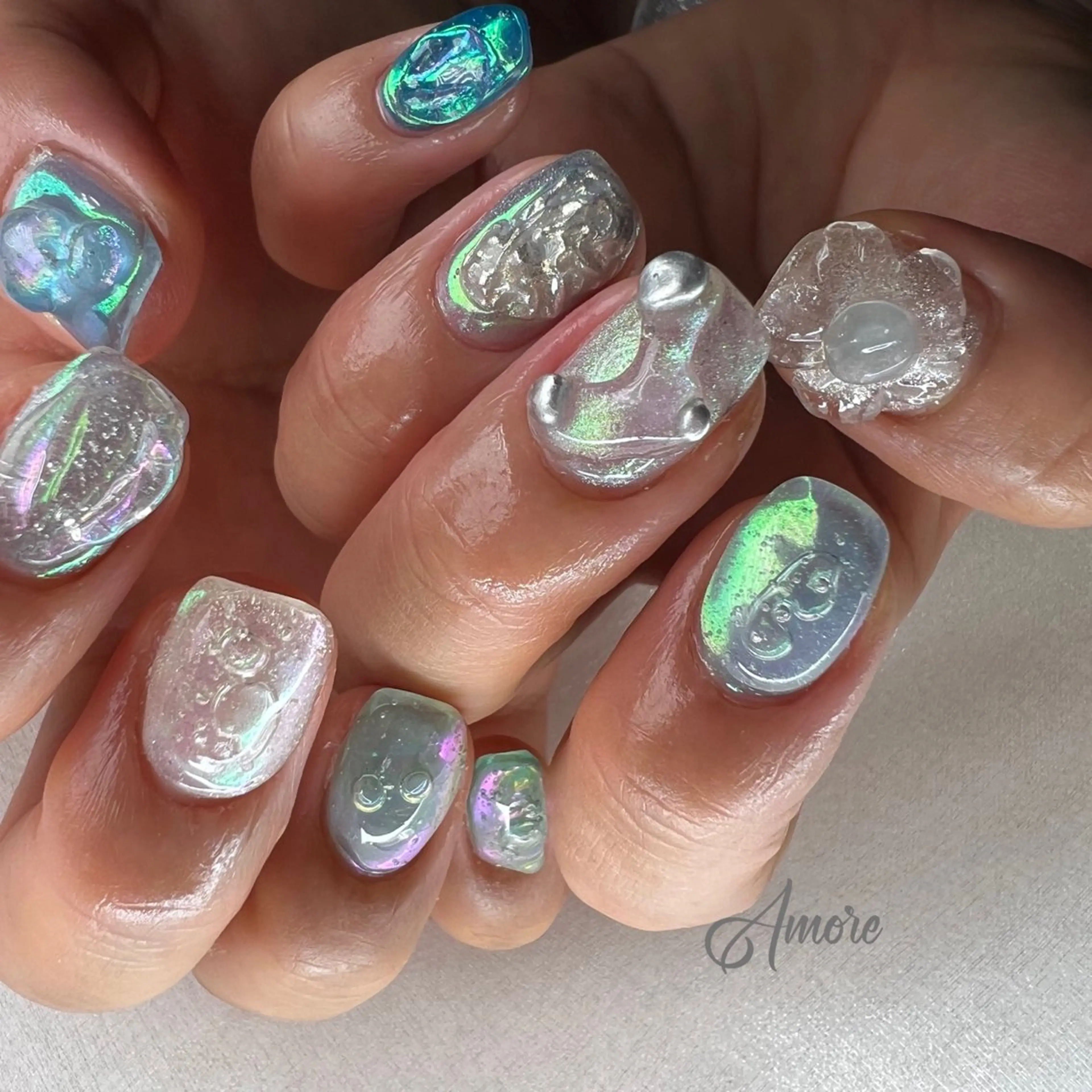 ネイル ジェルネイル 韓国ネイル パラジェル 夏ネイル You kyehwaのネイルデザイン