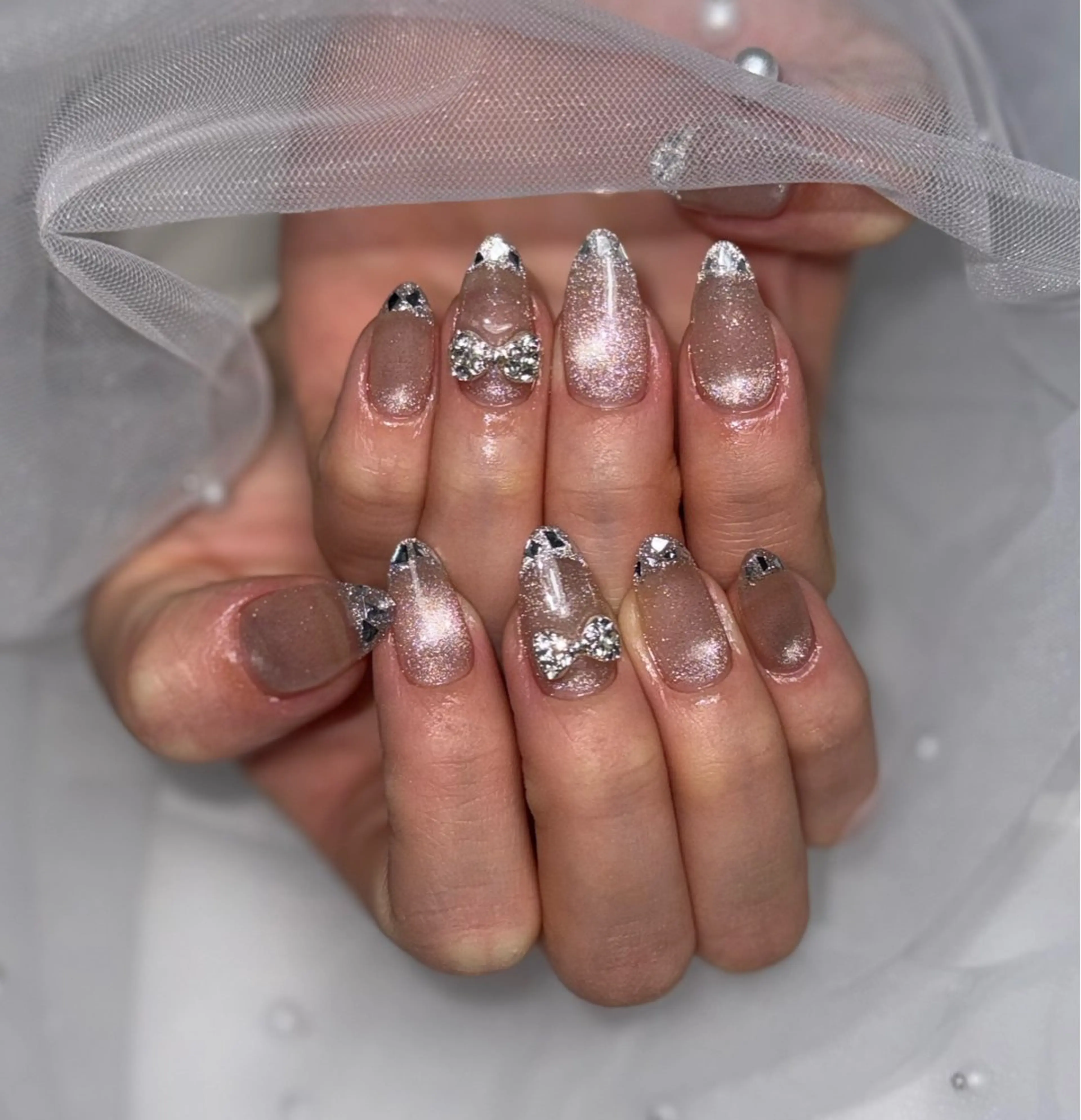 ネイル フレンチネイル ガラスフレンチ マグネットネイル ハンドネイル lumiere karinのネイルデザイン