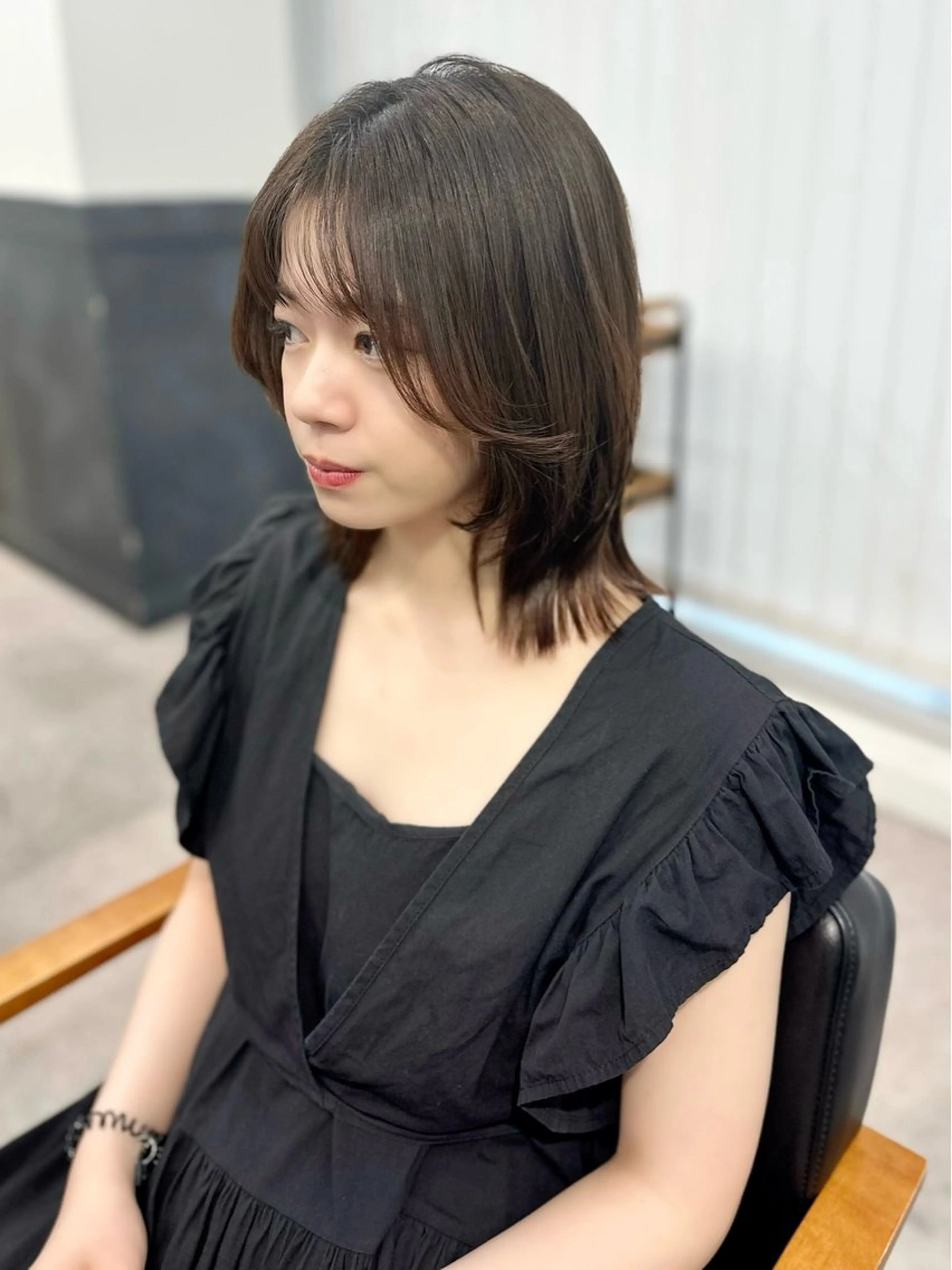 ミディアム カラー パーマ ヘアアレンジ メンズ キッズ レイヤーカット 🌿透け感カラーのヘアスタイル