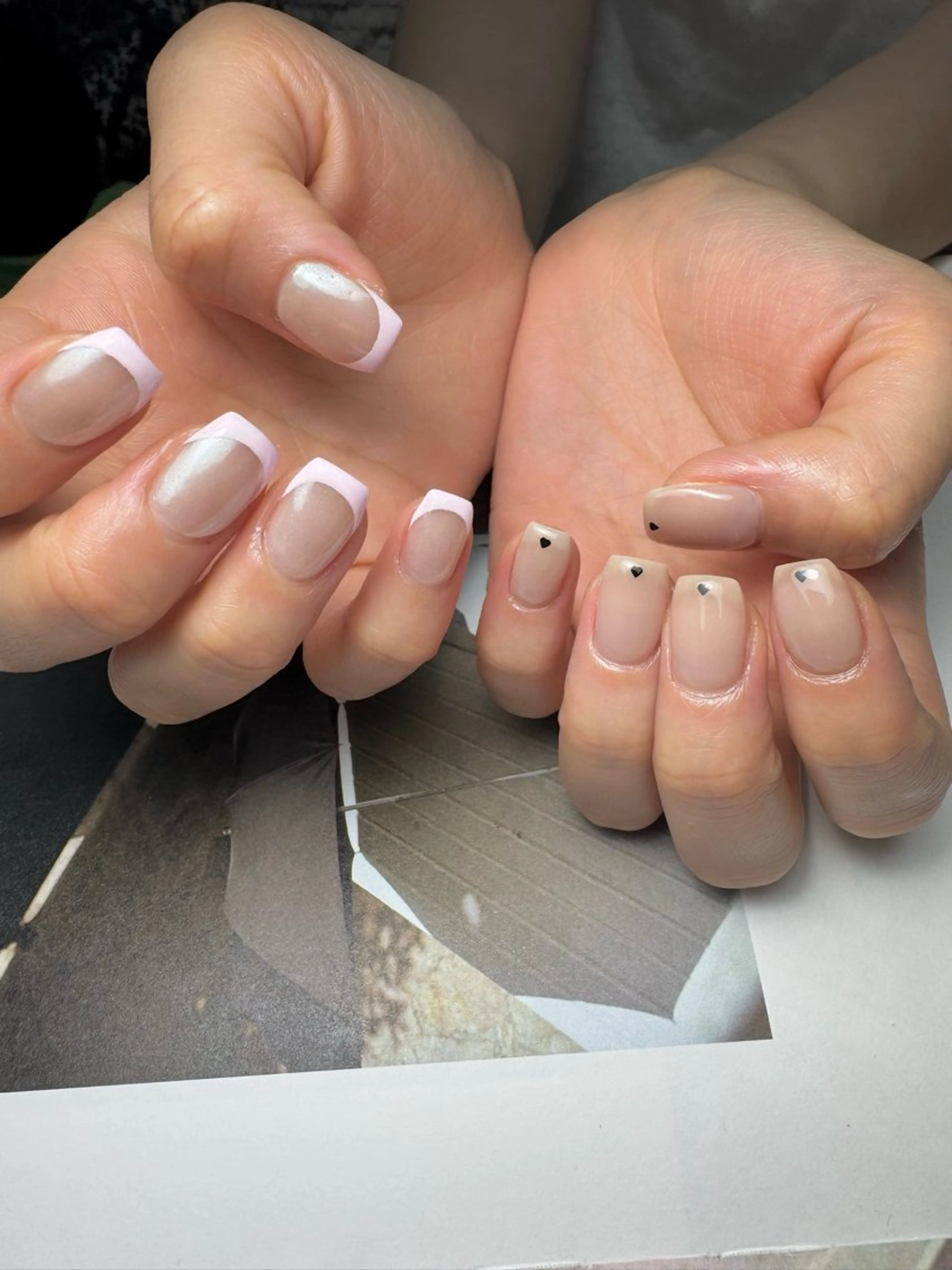 ネイル オーロラネイル フレンチネイル ハート ミラーネイル ハンドネイル 白日-hakubi nail-のネイルデザイン