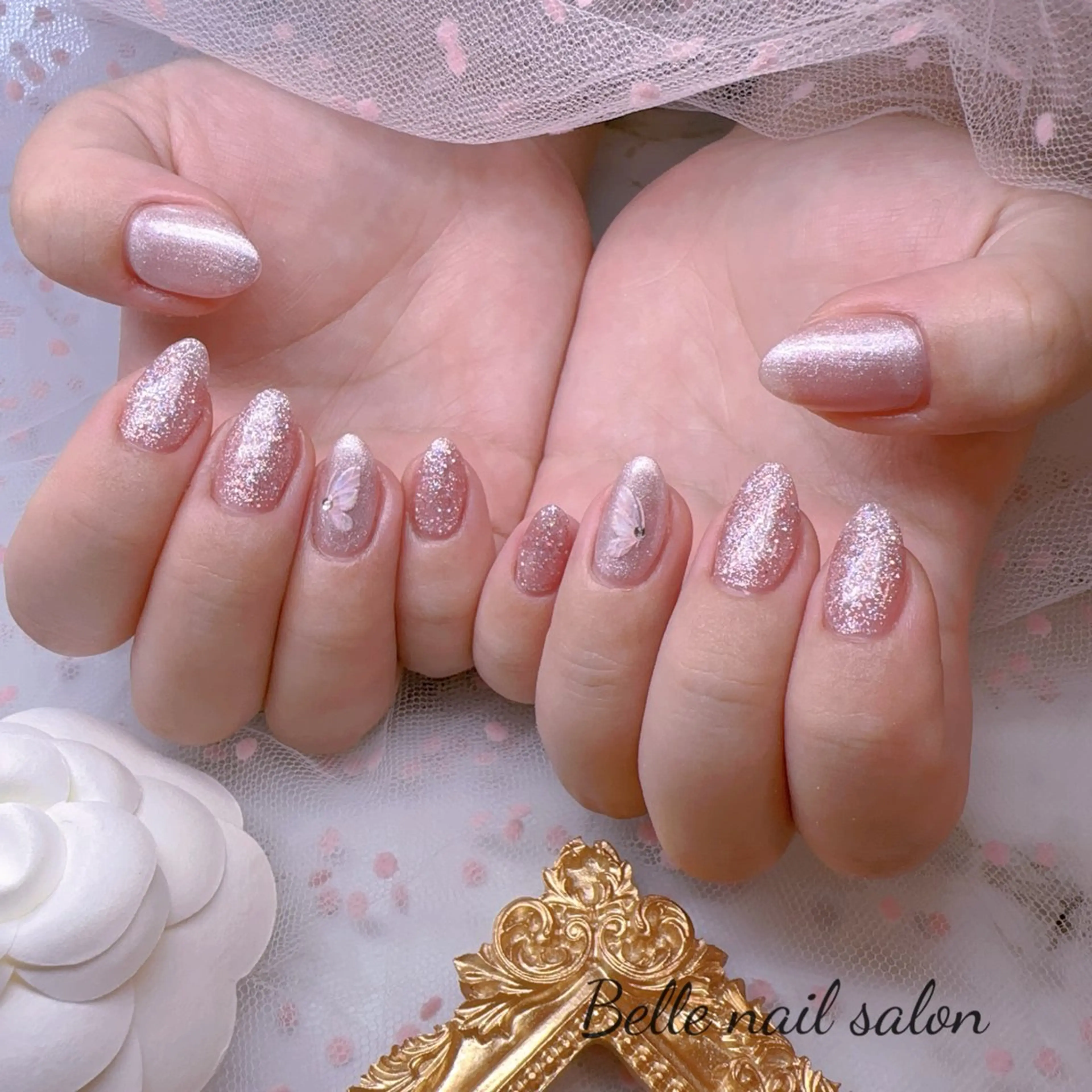 ネイル オーロラネイル フットネイル 韓国ネイル ラメ(グリッター) ラメグラデーション ハンドネイル Belle nail salon 新小岩のネイルデザイン