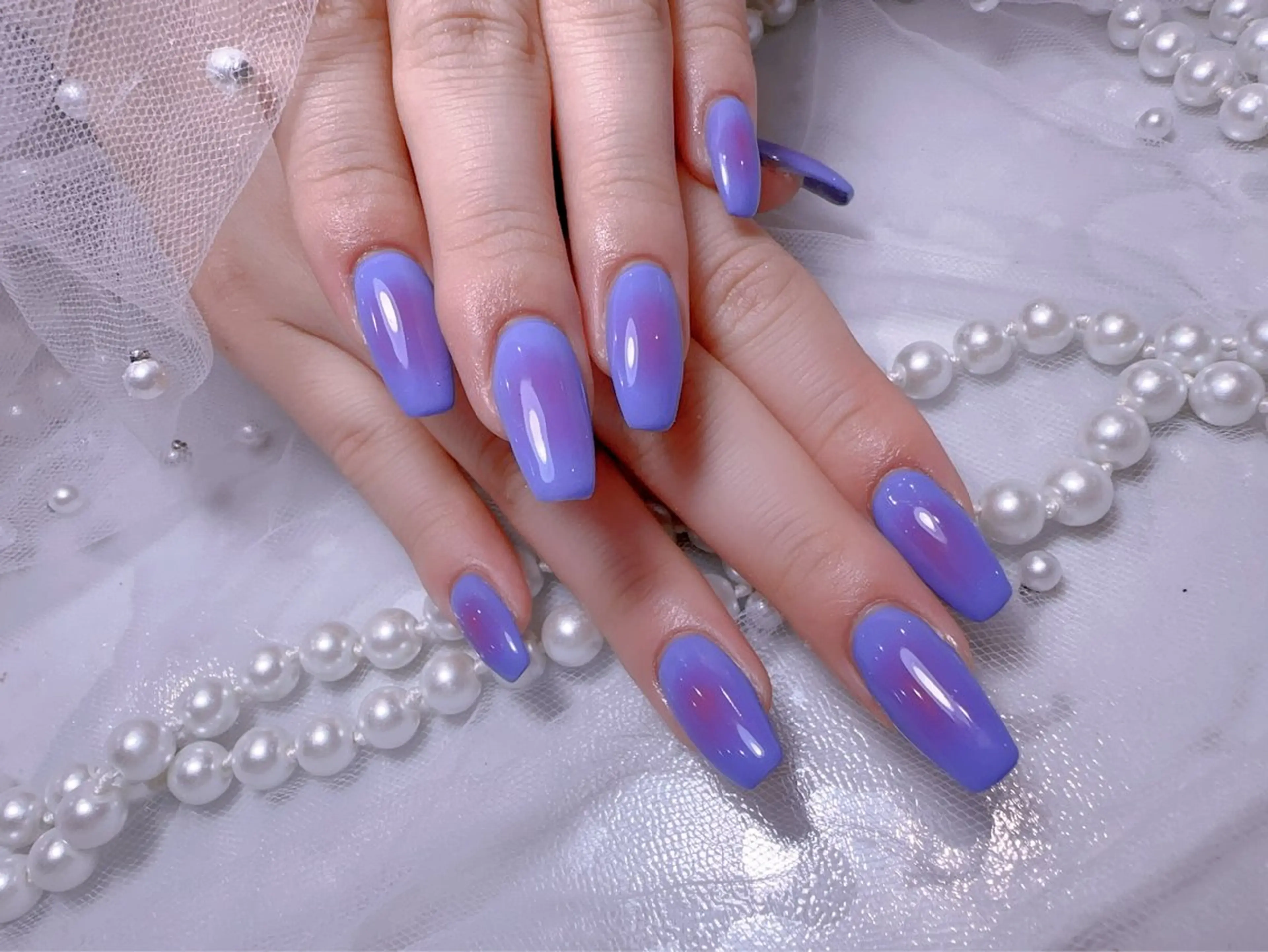 ネイル アートネイル フラッシュネイル フレンチネイル ジェルネイル ガラスフレンチ ハンドネイル You&Me Miyuのネイルデザイン