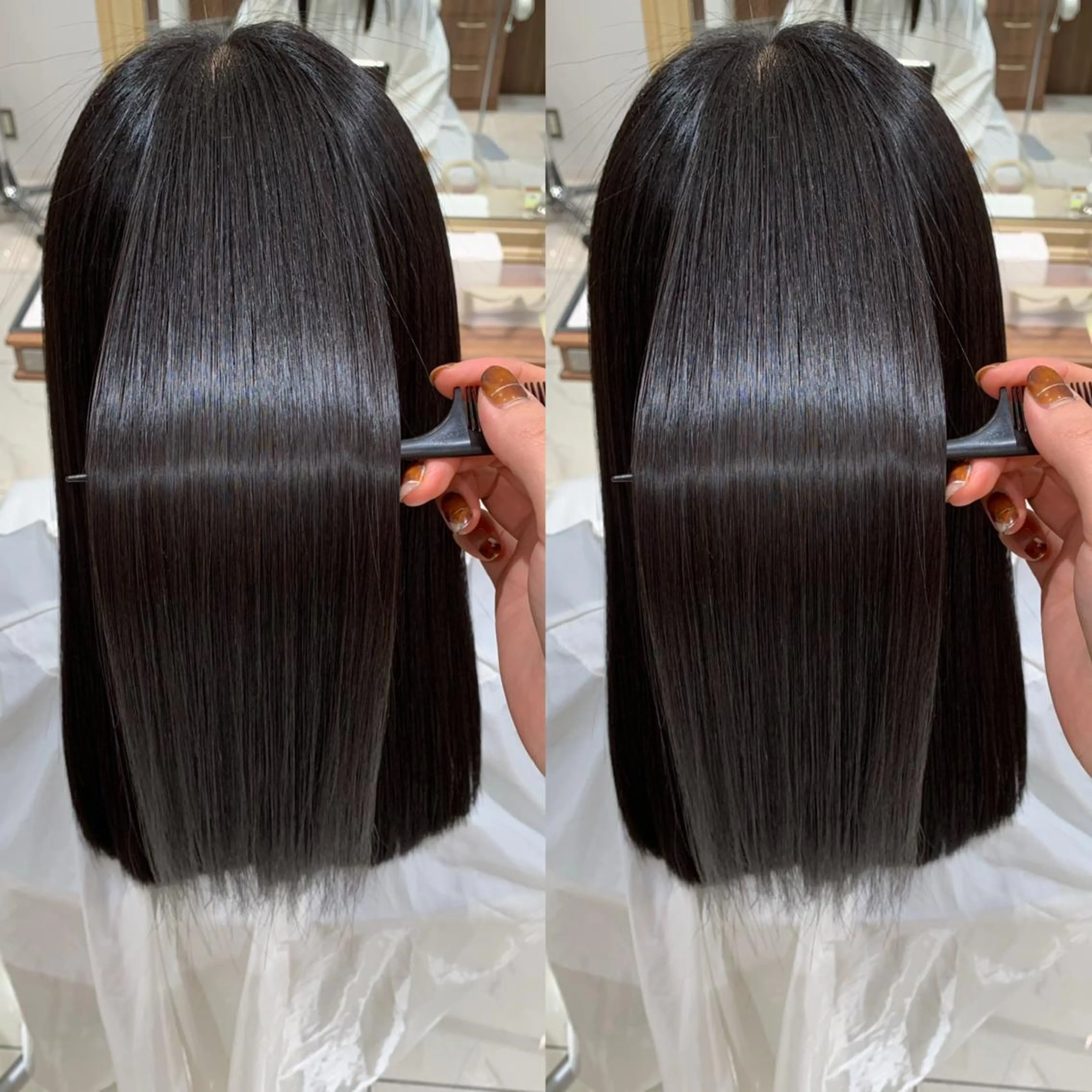 セミロング 縮毛矯正 盛れる韓国ヘア♡ 🌻鈴木花🌈のヘアスタイル