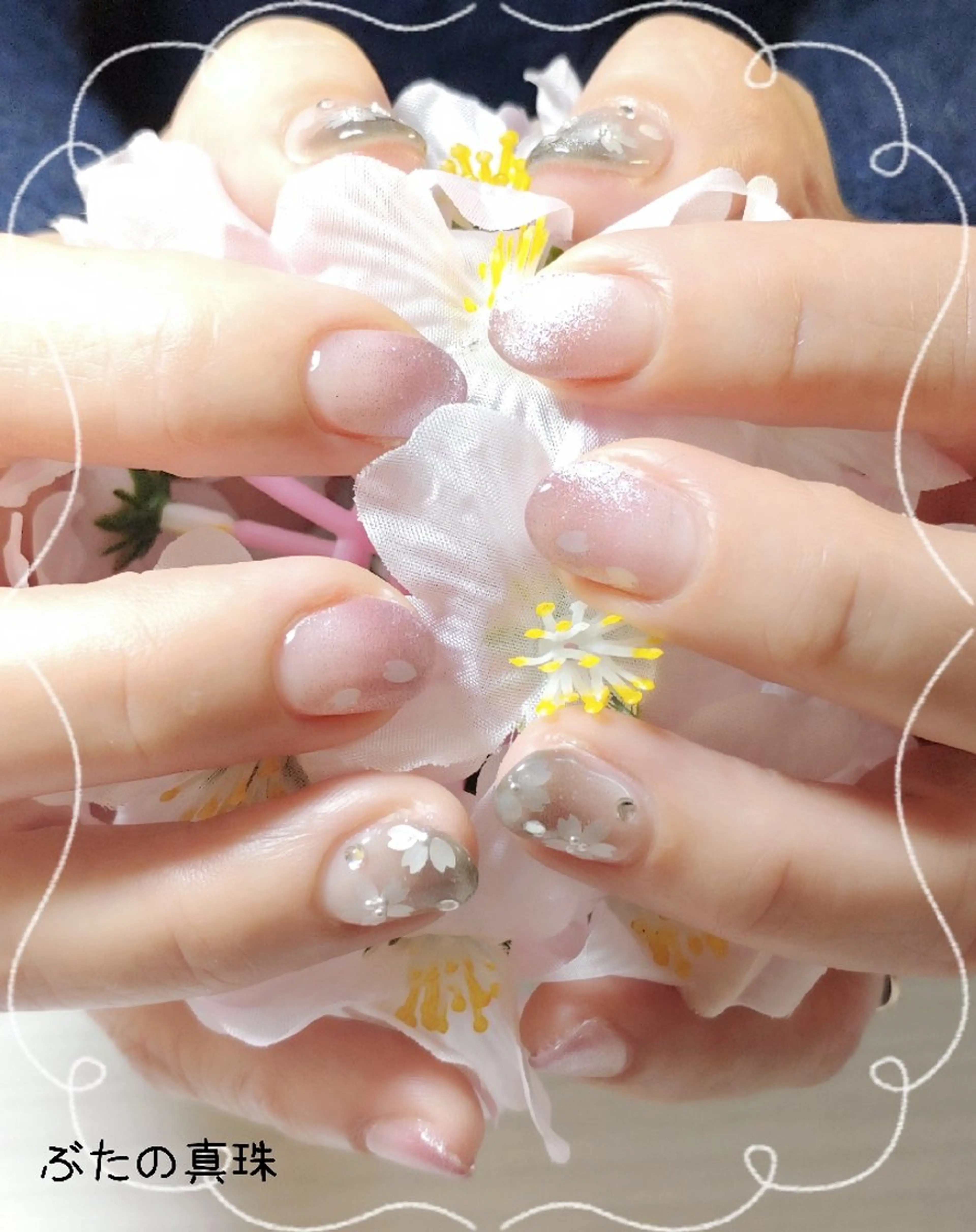 ネイル 桜ネイル マグネットネイル ピンク ハンドネイル 林 珠里のネイルデザイン