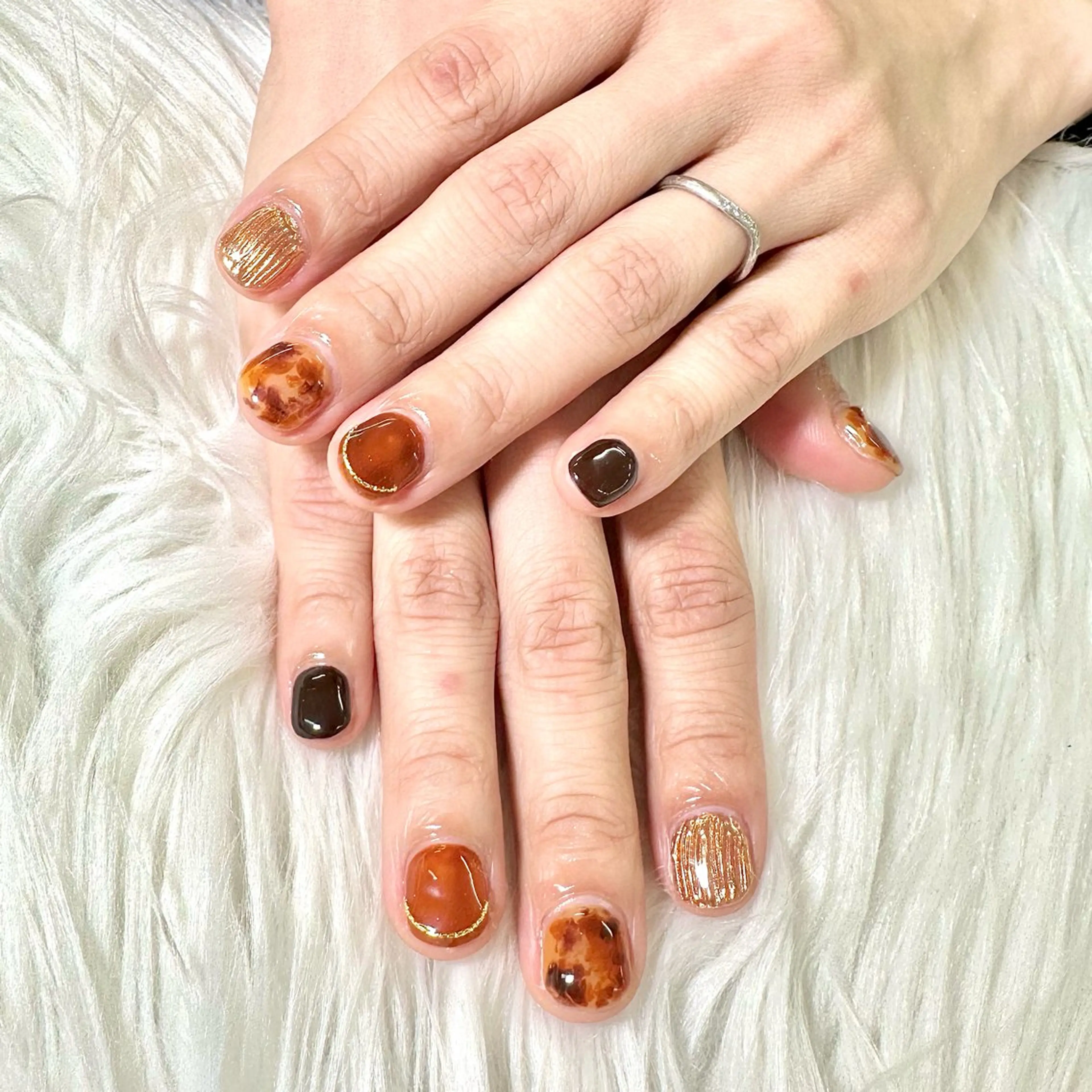 ネイル アートネイル べっ甲ネイル ミラーネイル ハンドネイル Heartnail Hino Reinaのネイルデザイン