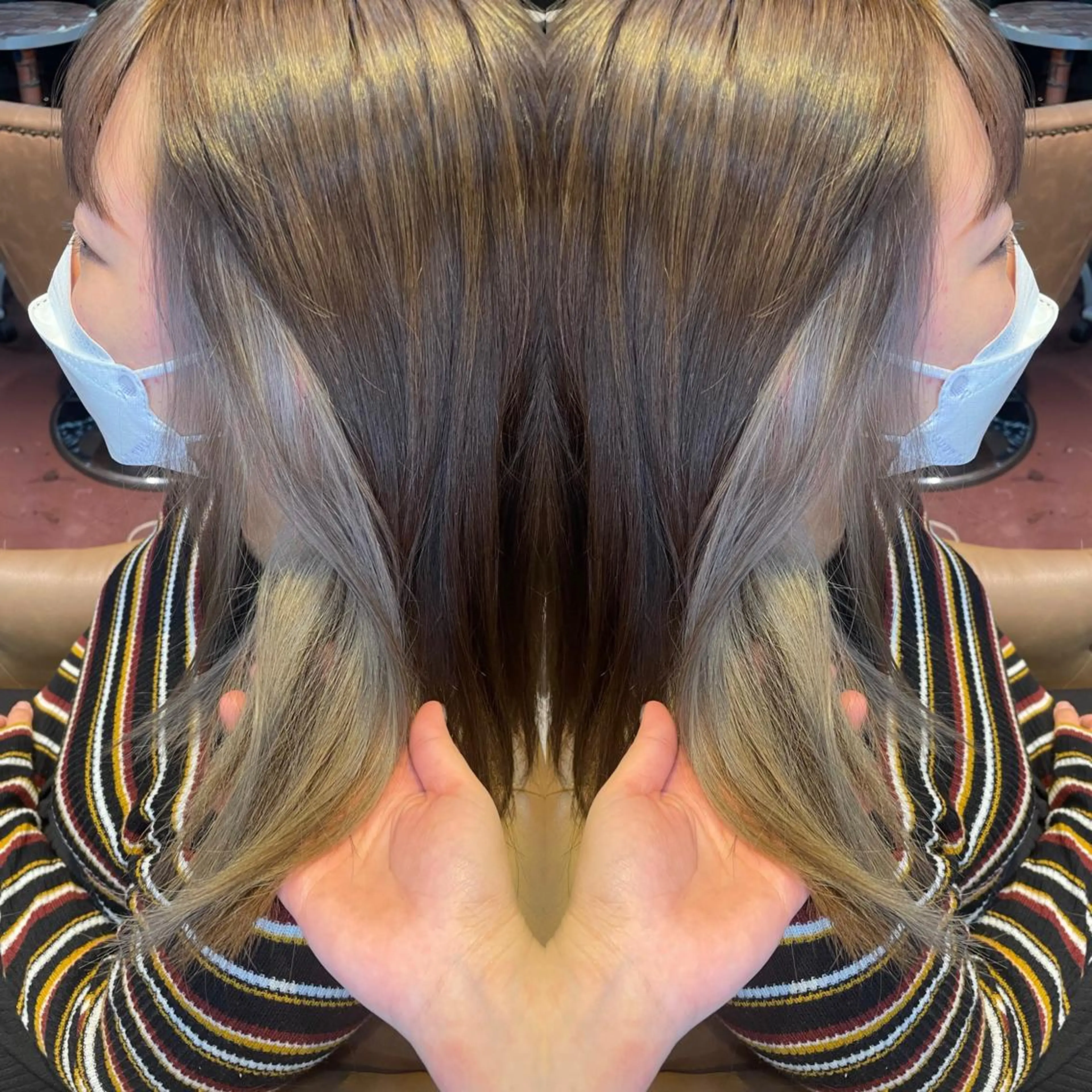 ミディアム カラー イヤリングカラー シルバー ホワイトシルバー 👑派手髪/カット 👑ANRYのヘアスタイル