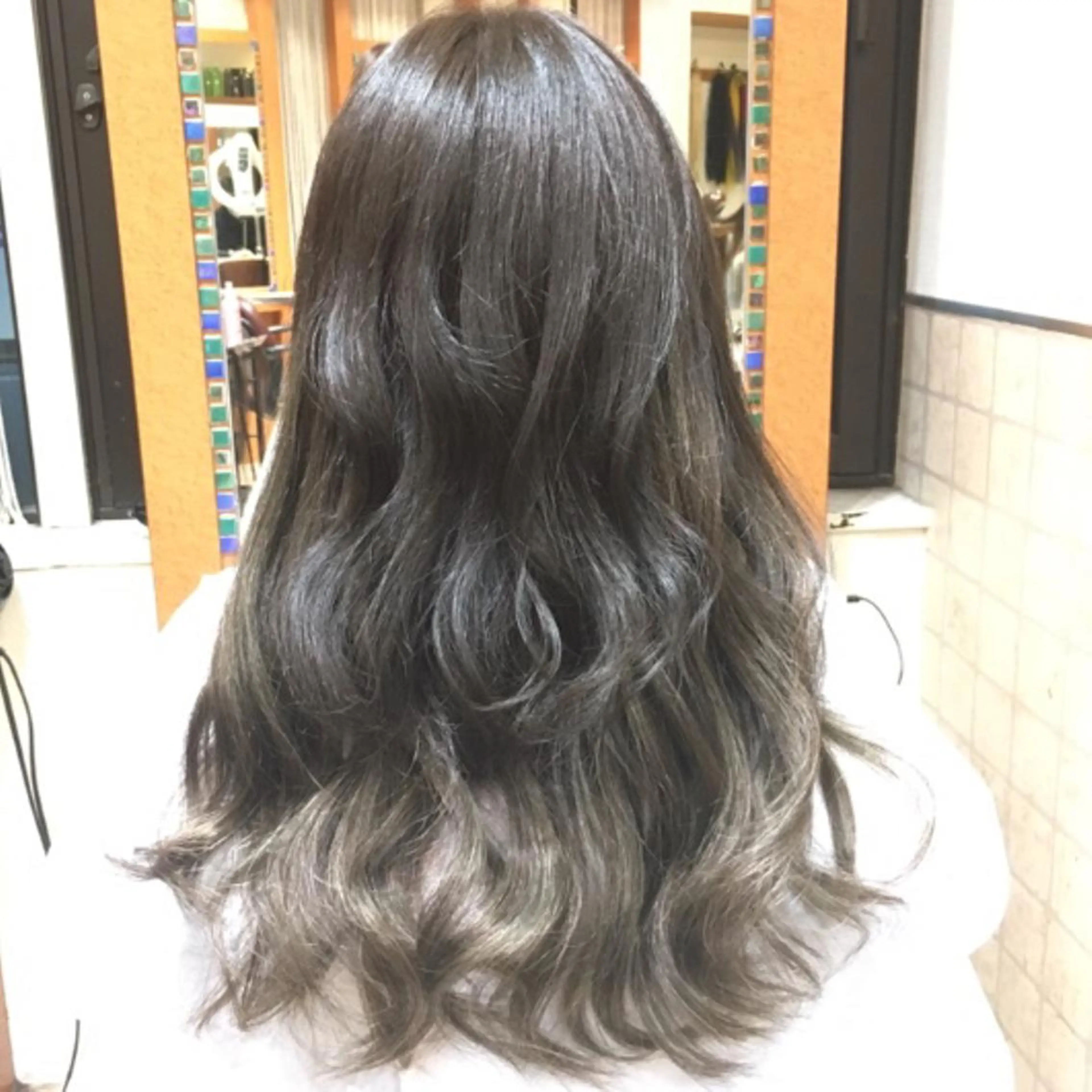 ロング カラー 編み込みエクステ グラデーションカラー グレージュ エクステ リピート指名no.1 /ruiのヘアスタイル