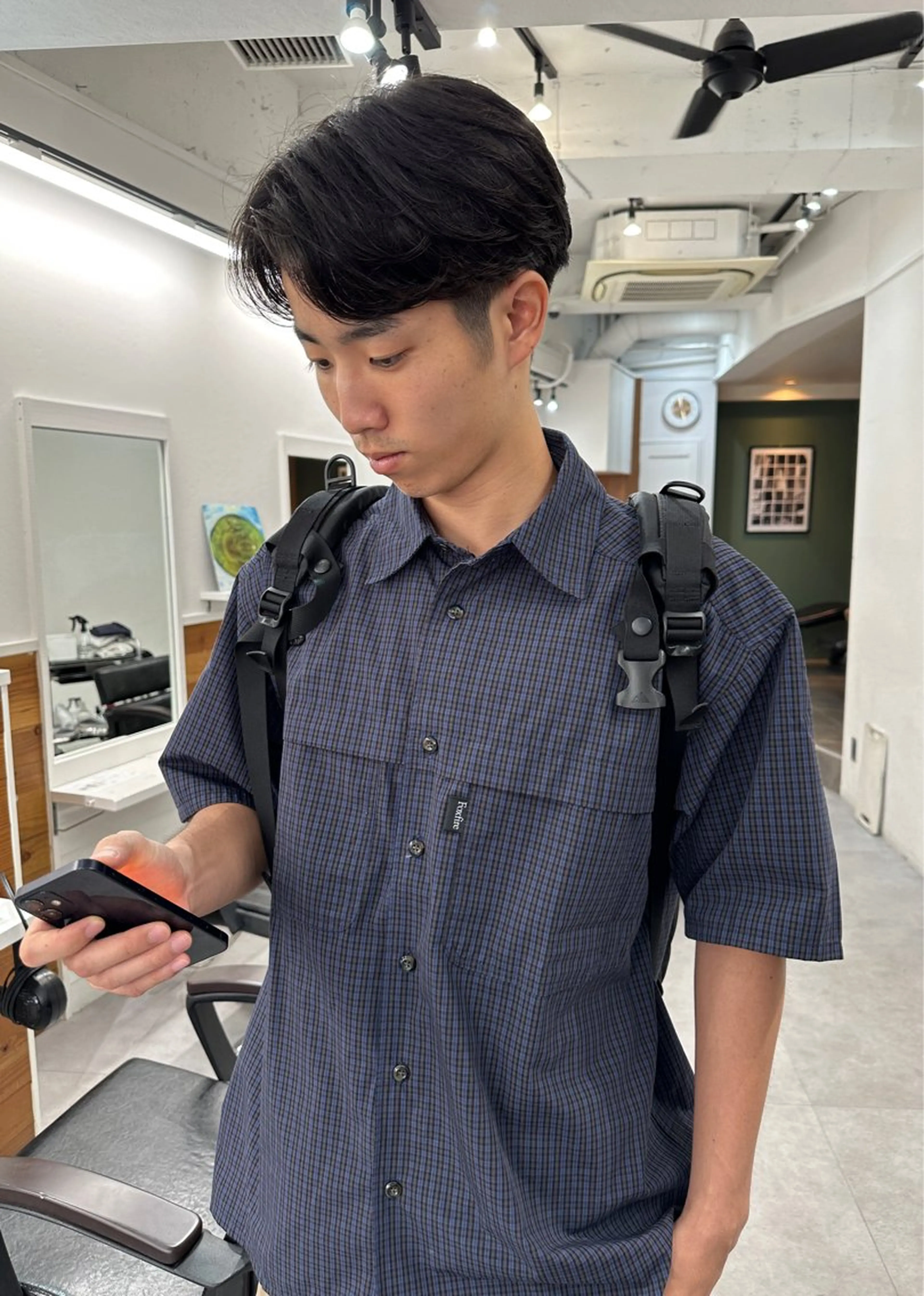 ミディアム パーマ メンズ カット パーマ グランジヘア 無造作ヘアHYUGAのヘアスタイル