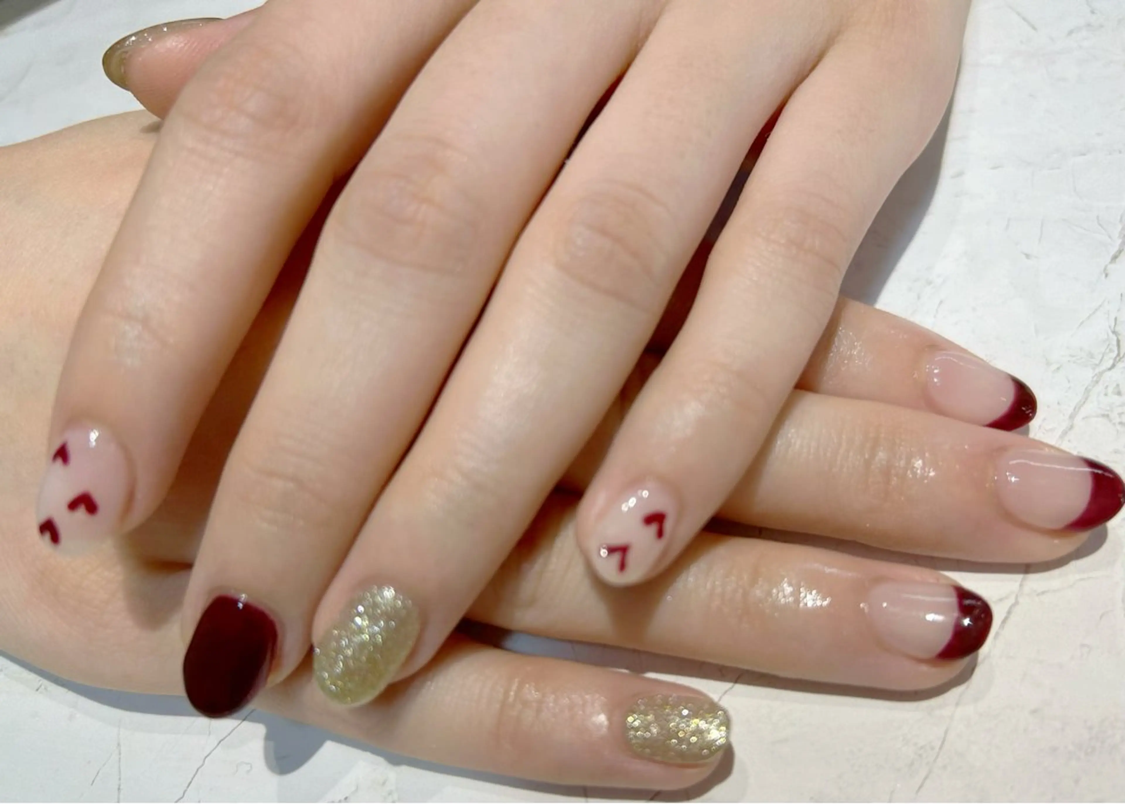 ネイル ハート ハンドネイル ROCCO nailのネイルデザイン