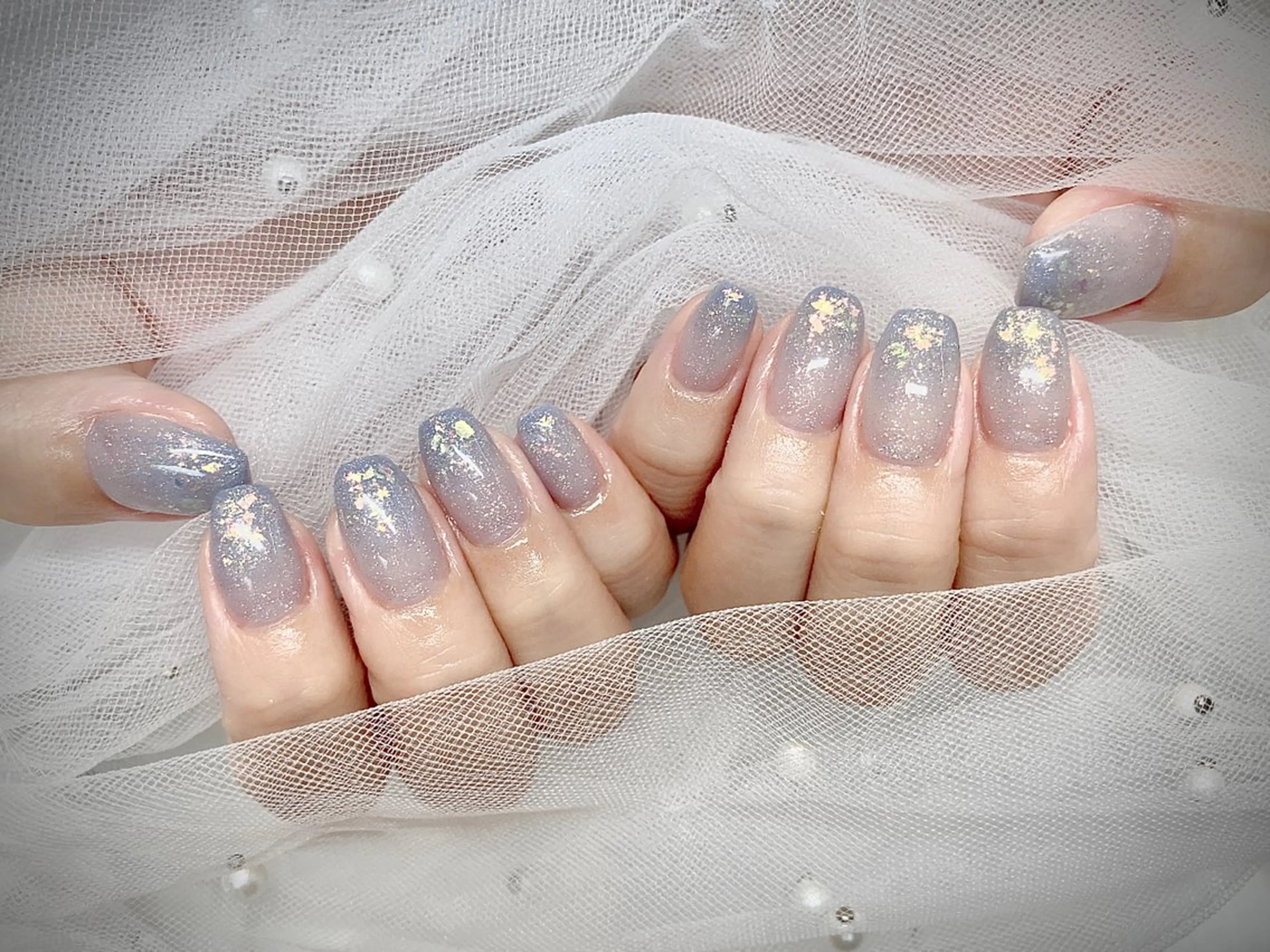 ネイル I-nailロング /ワンホン/キラキラのネイルデザイン