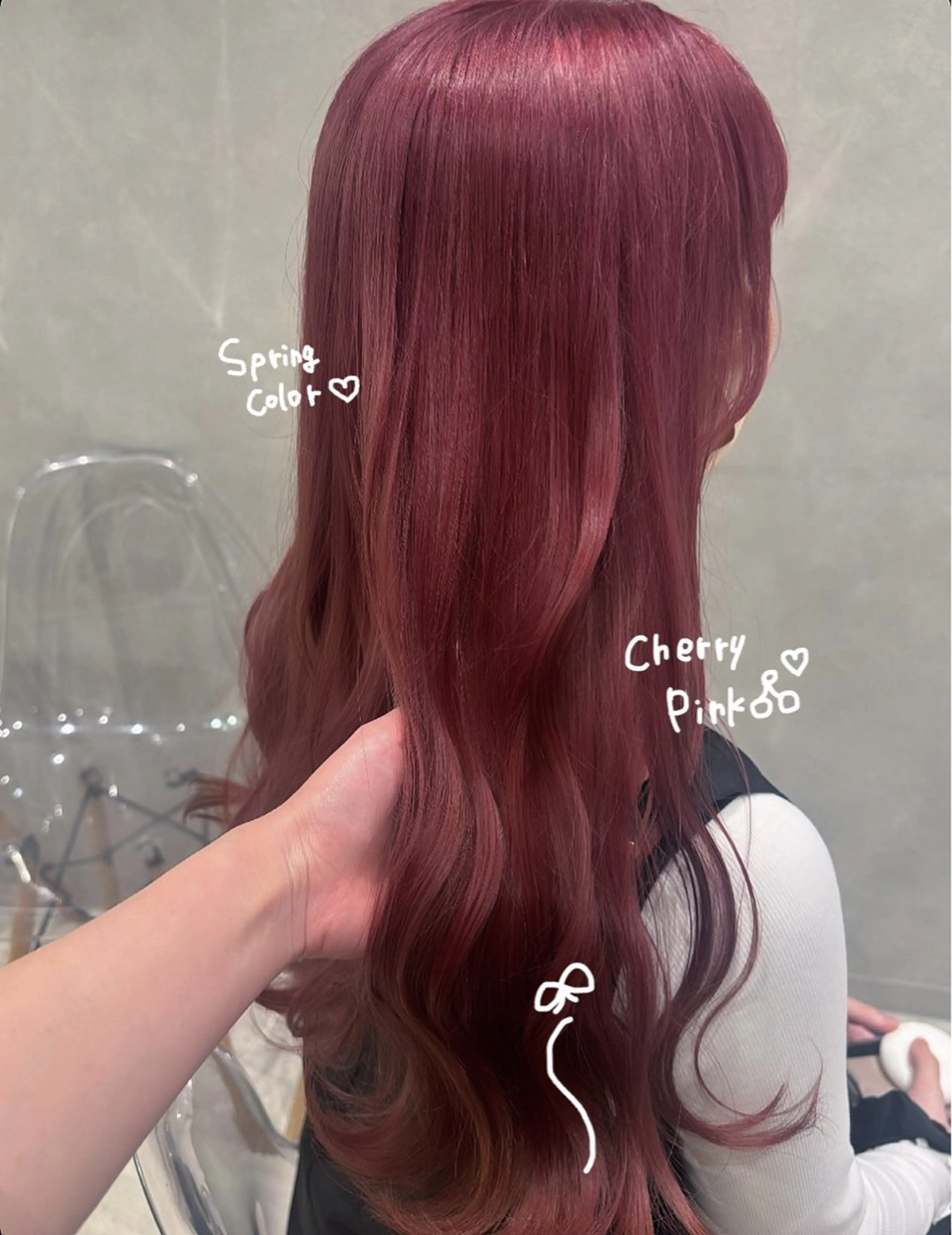 ロング カラー ピンクカラー カット ヘアカラー regalo Acari🍎のヘアスタイル