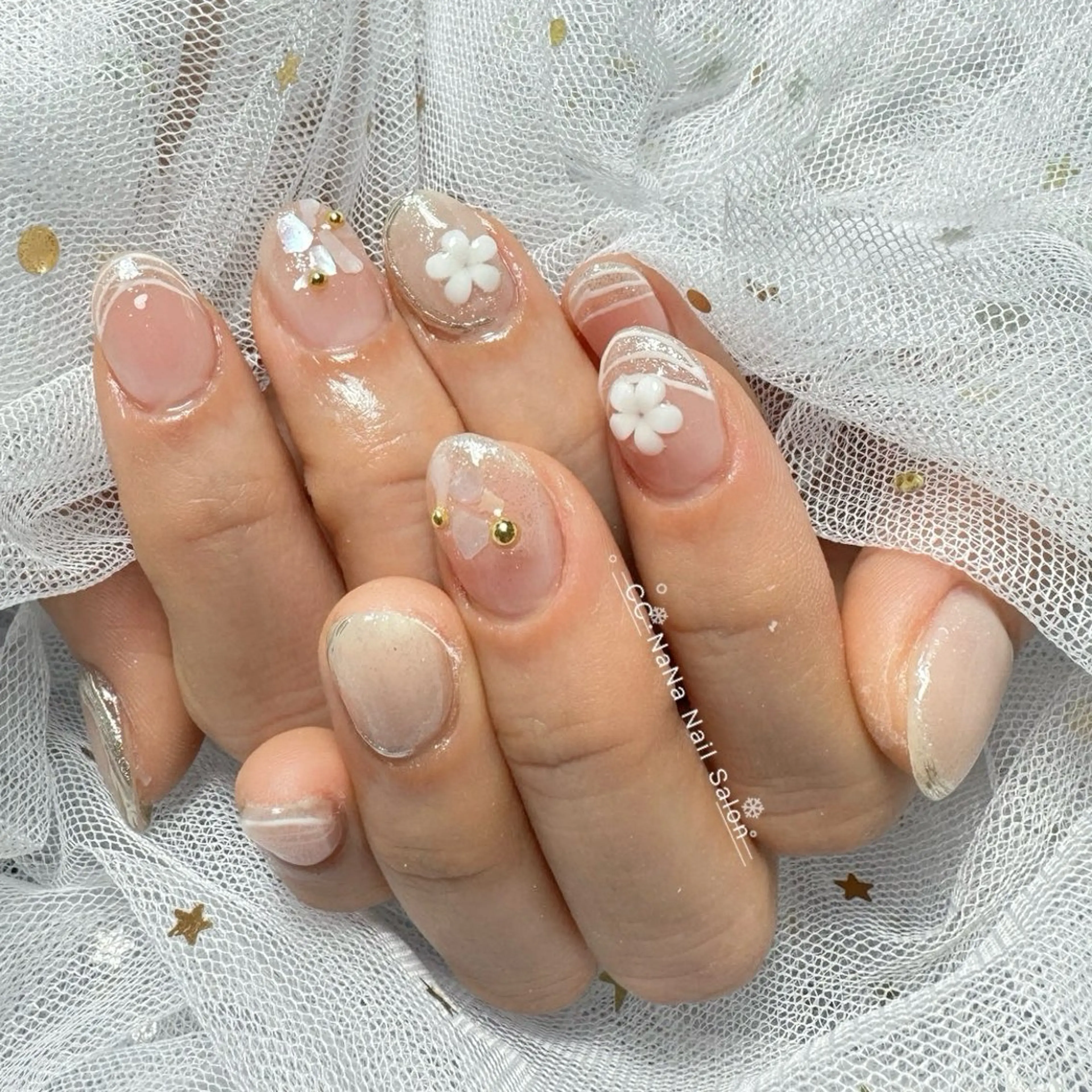 ネイル チークネイル フラッシュネイル ハート キラキラネイル 韓国ネイル ハンドネイル 💎CC・NaNa 韓国風ネイル🌙Cのネイルデザイン