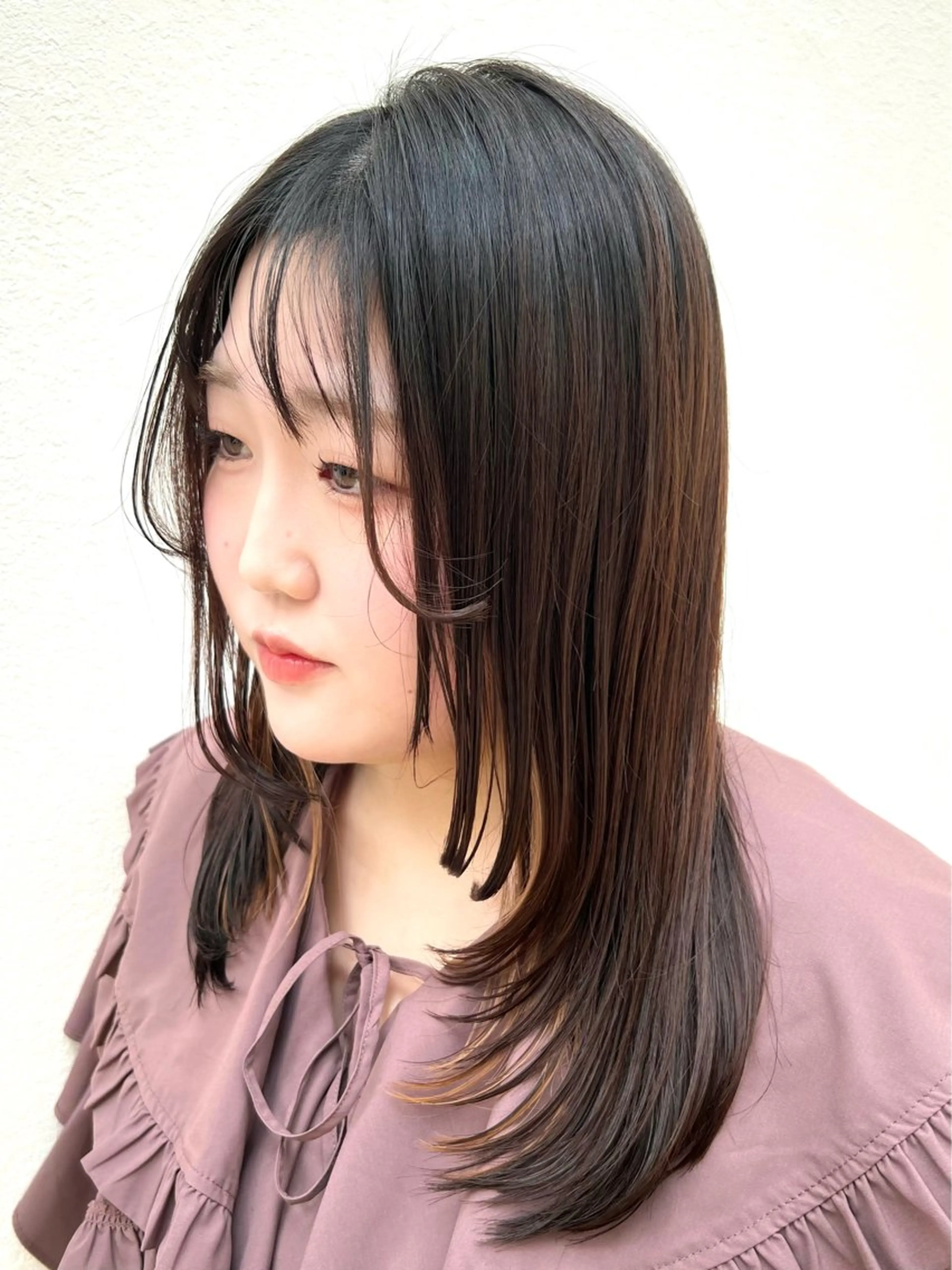 ロング レイヤーカット 小顔カット たけなか ゆいのヘアスタイル