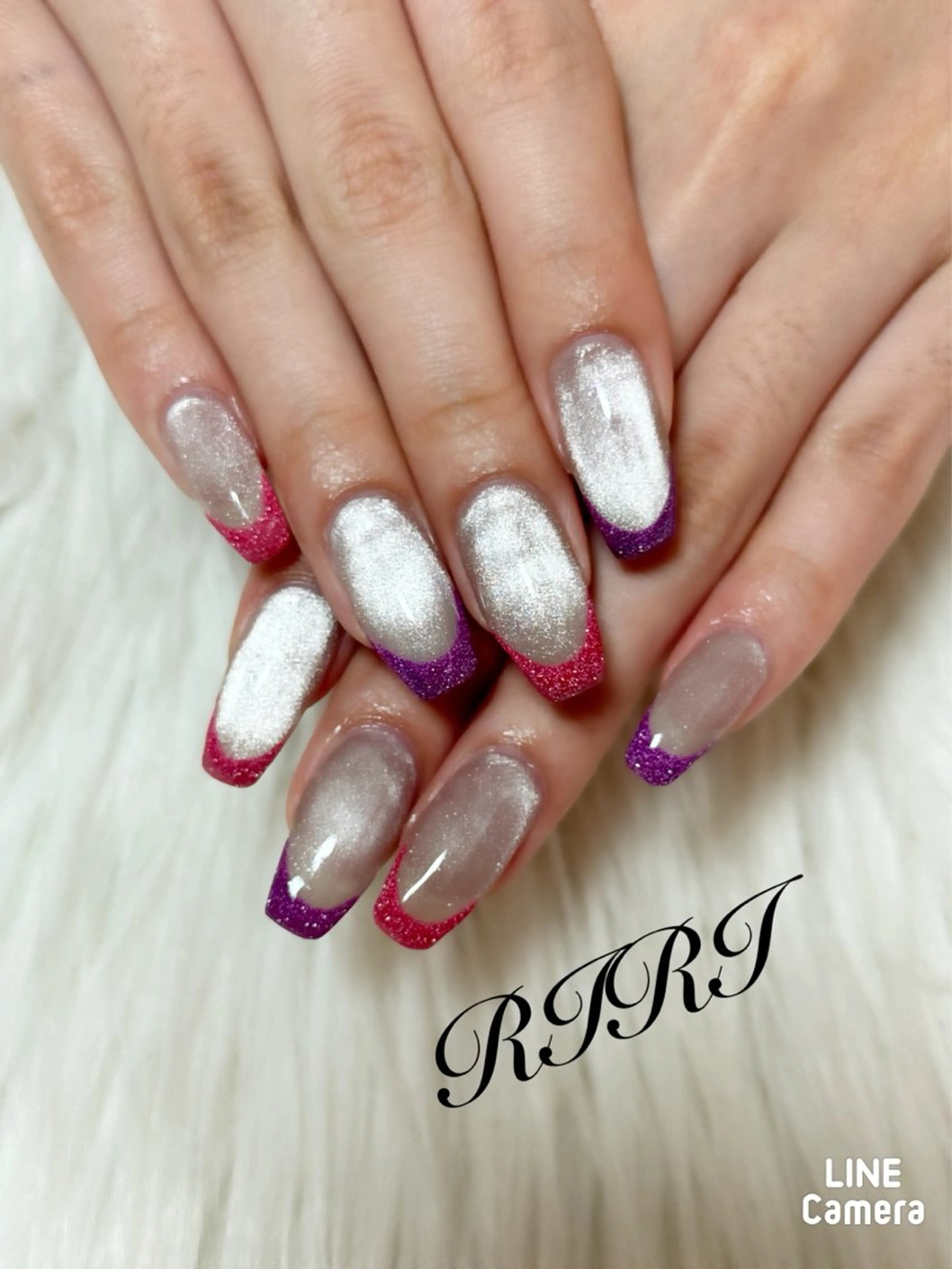 ネイル ブラウン フラッシュネイル フレンチネイル ジェルネイル ガラスフレンチ ハンドネイル riri オーナーのネイルデザイン