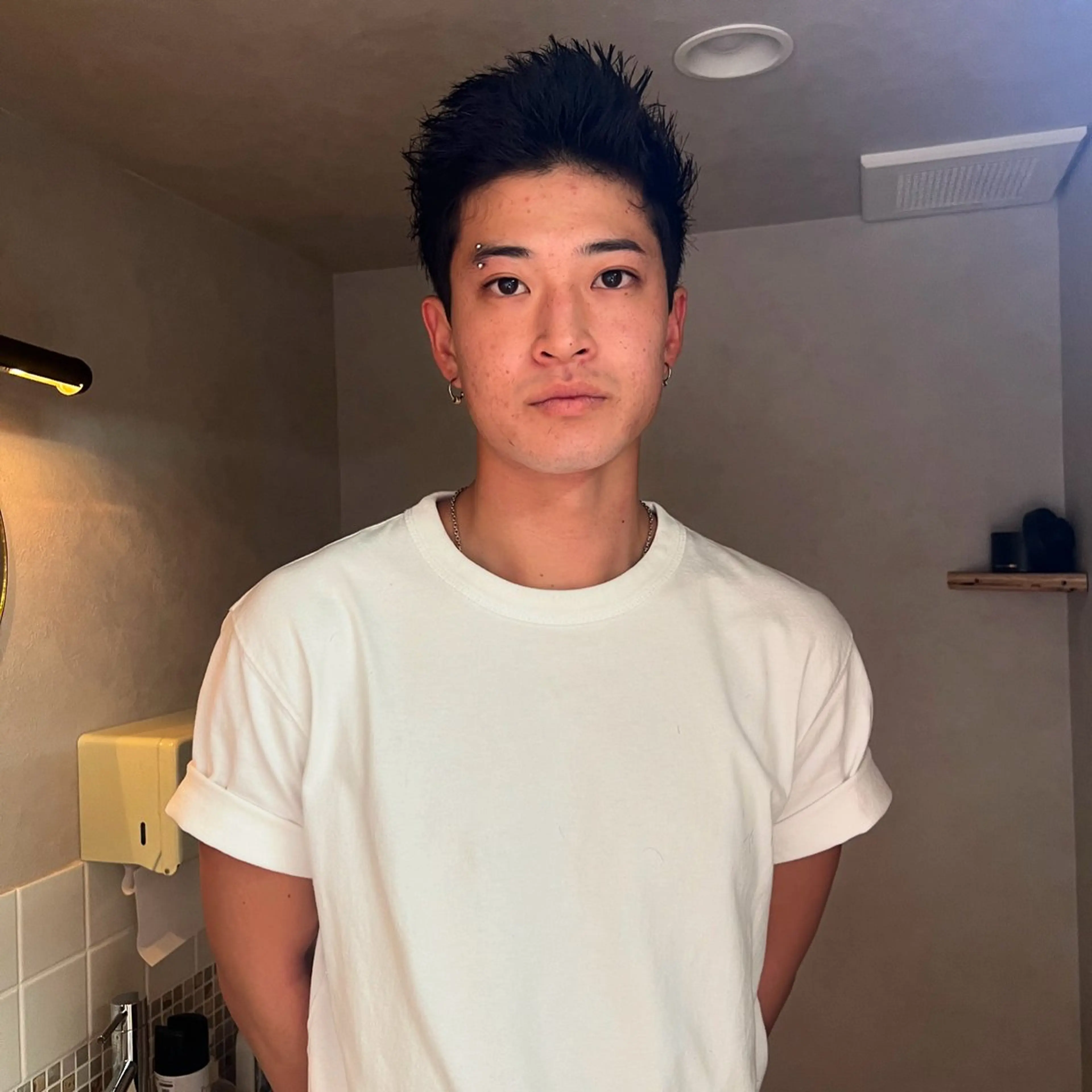 ショート カラー メンズ nishido ハイライト/パーマのヘアスタイル