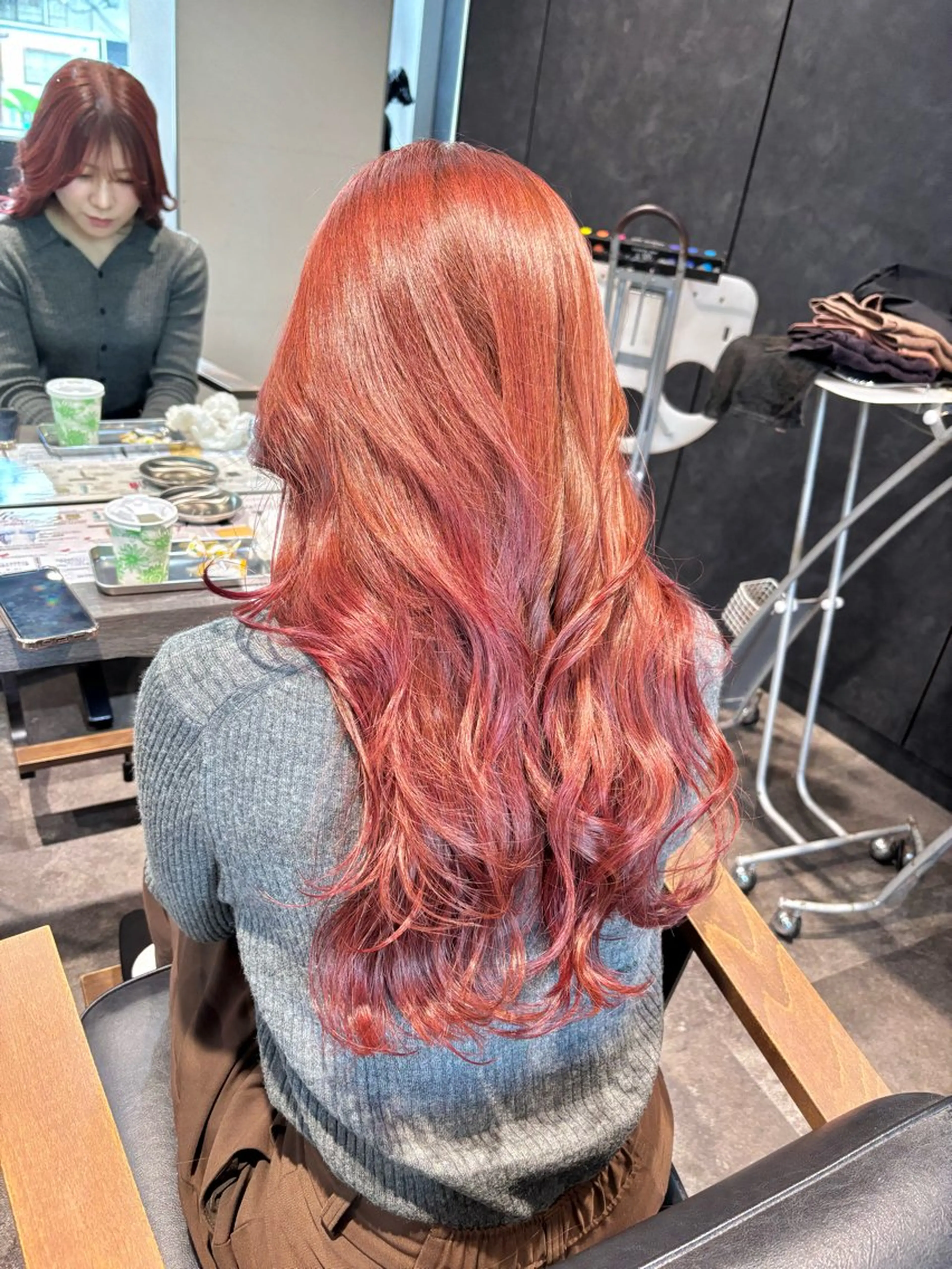ロング カラー ボルドーカラー 韓国風ヘア 穐田 航のヘアスタイル