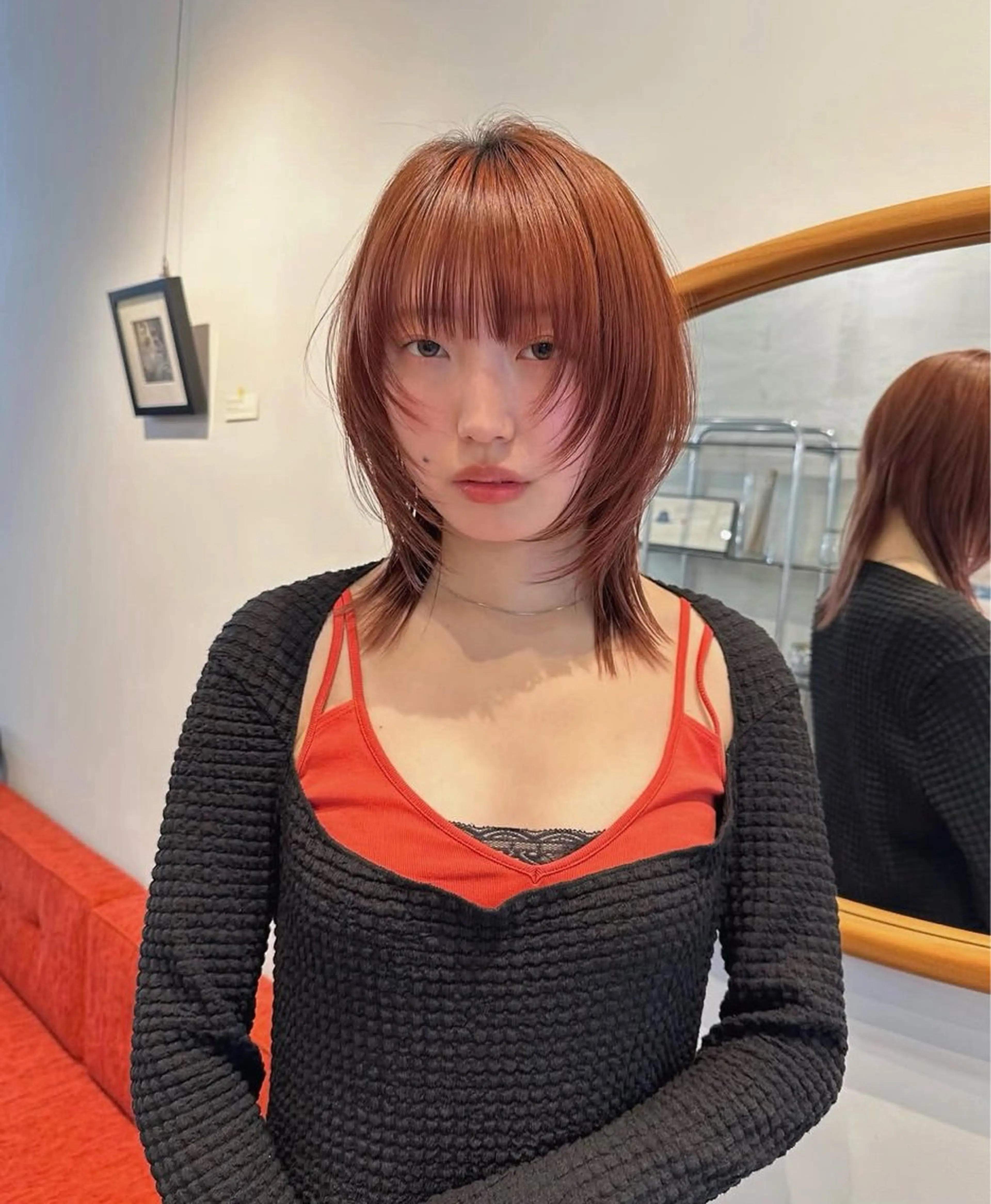 ミディアム カラー オレンジ ヘアカラー トリートメント momona / Eng okのヘアスタイル