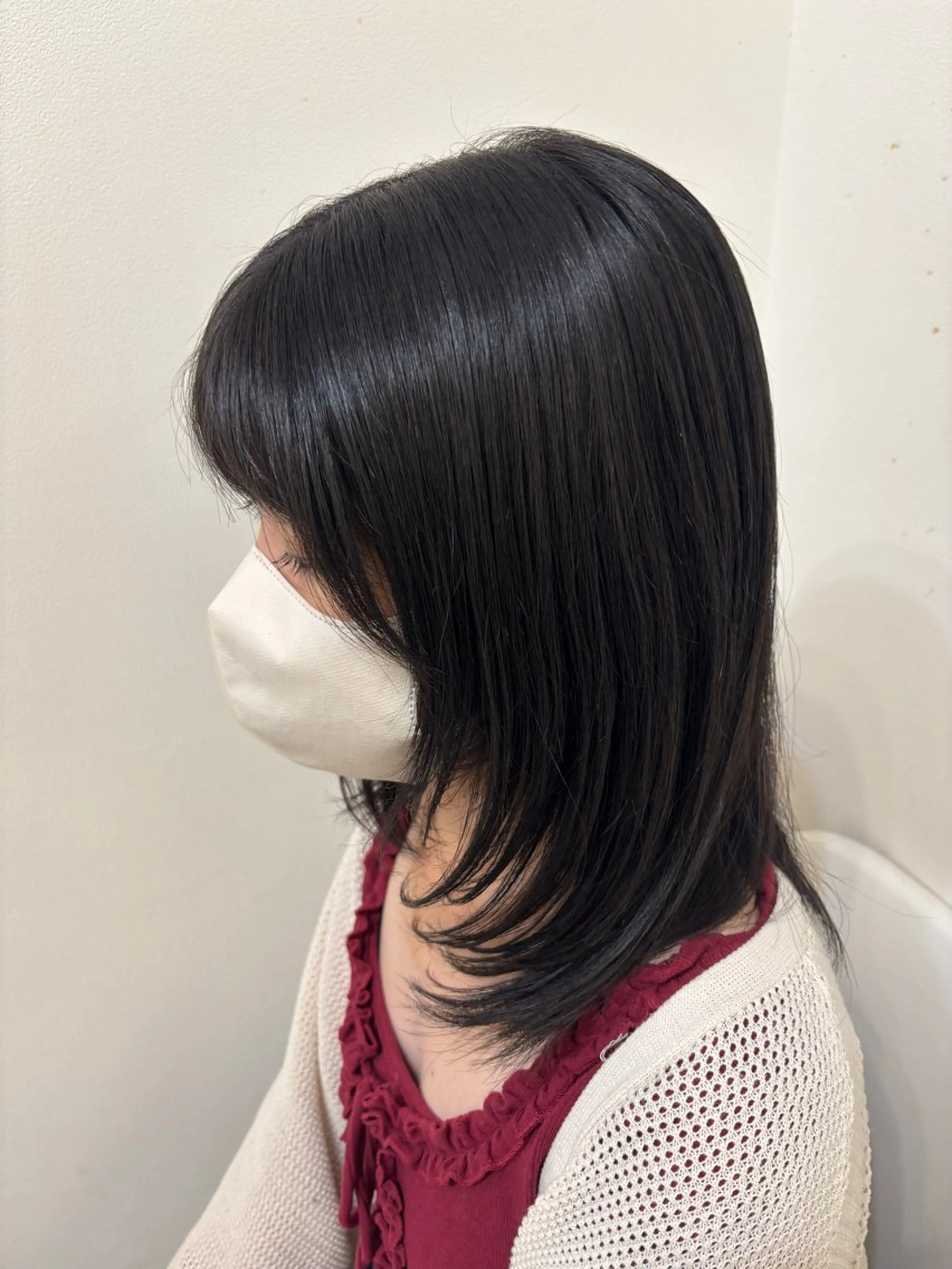 ミディアム 顔周りカット 縮毛矯正 縮毛矯正 髙木 藍紗のヘアスタイル