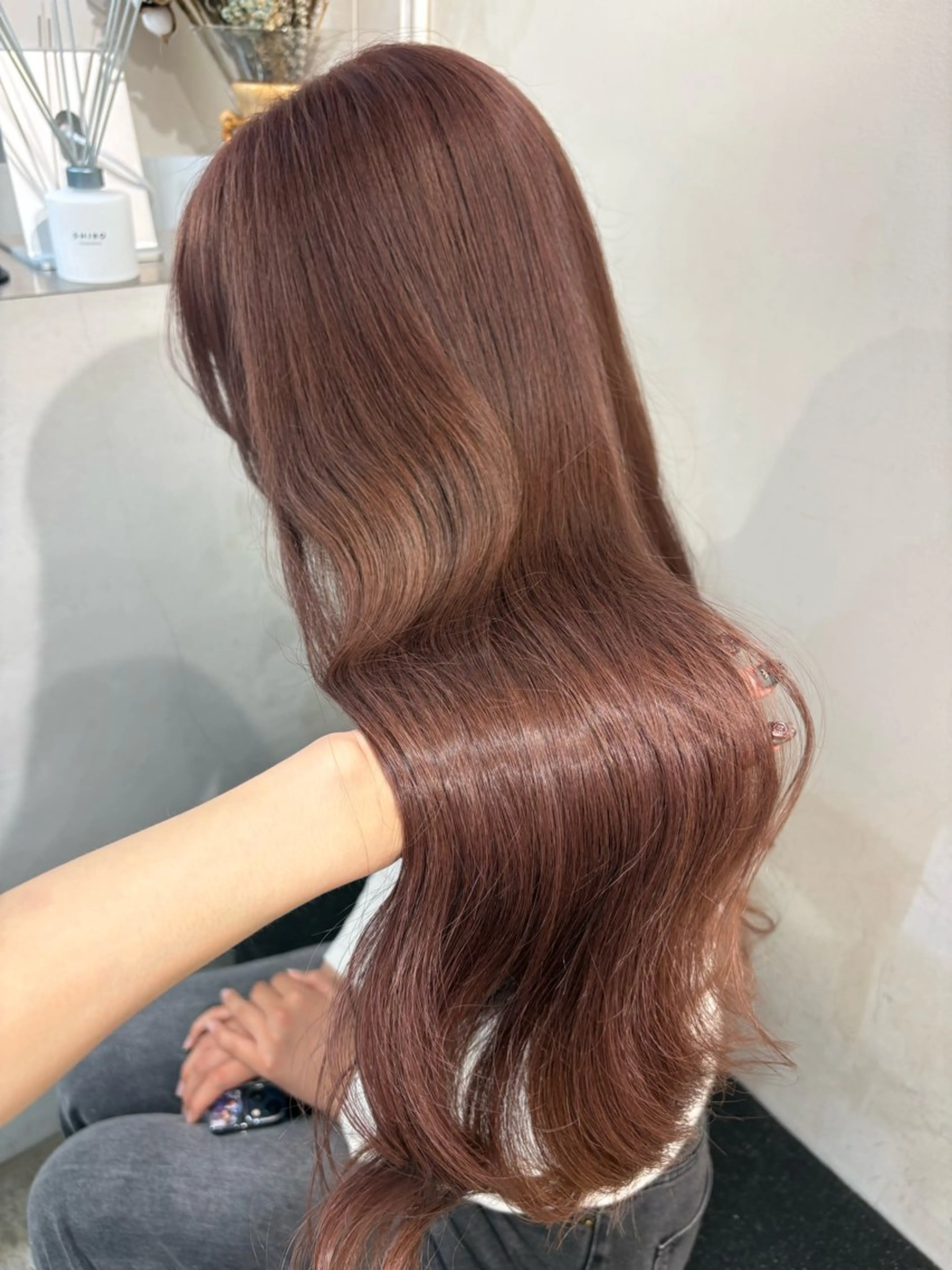 ロング カラー ブラウンカラー ピンクカラー ピンクブラウン カット ヘアカラー 🧸艶々韓国ヘア 🧁mizunaのヘアスタイル
