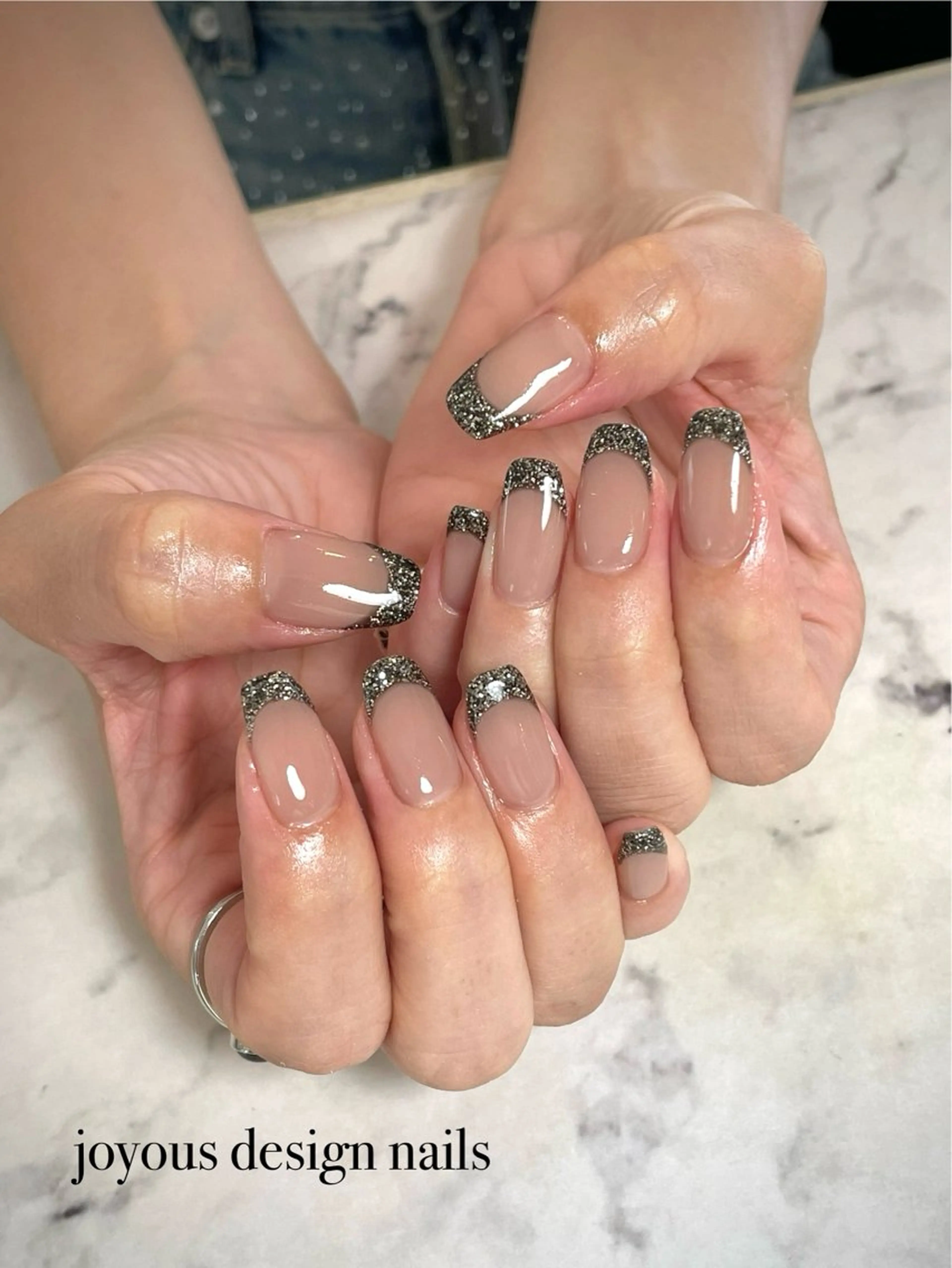 ネイル フレンチネイル ラメ(グリッター) ハンドネイル jdn kayokoのネイルデザイン