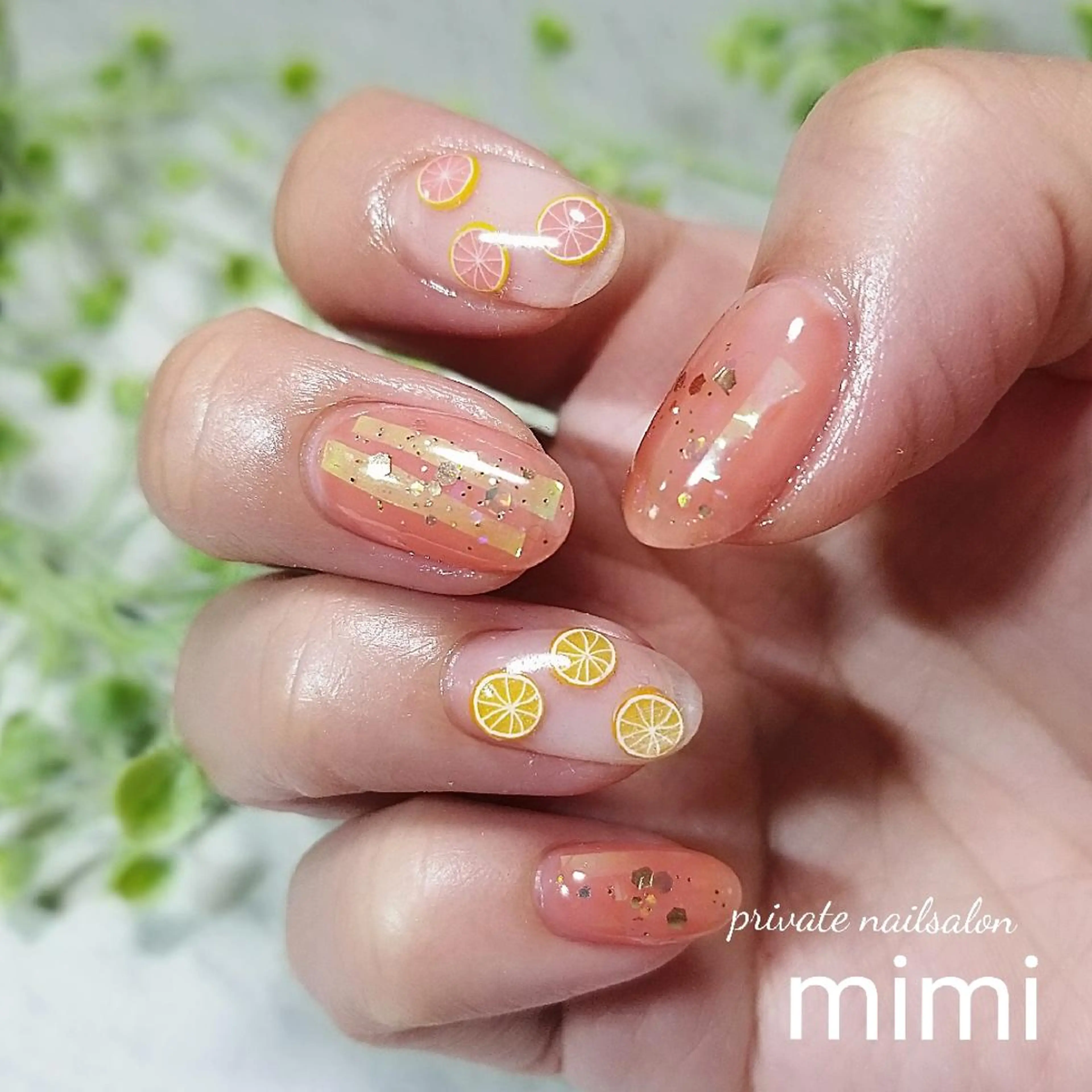 ネイル オレンジ 博多ネイル ｍｉｍｉのネイルデザイン