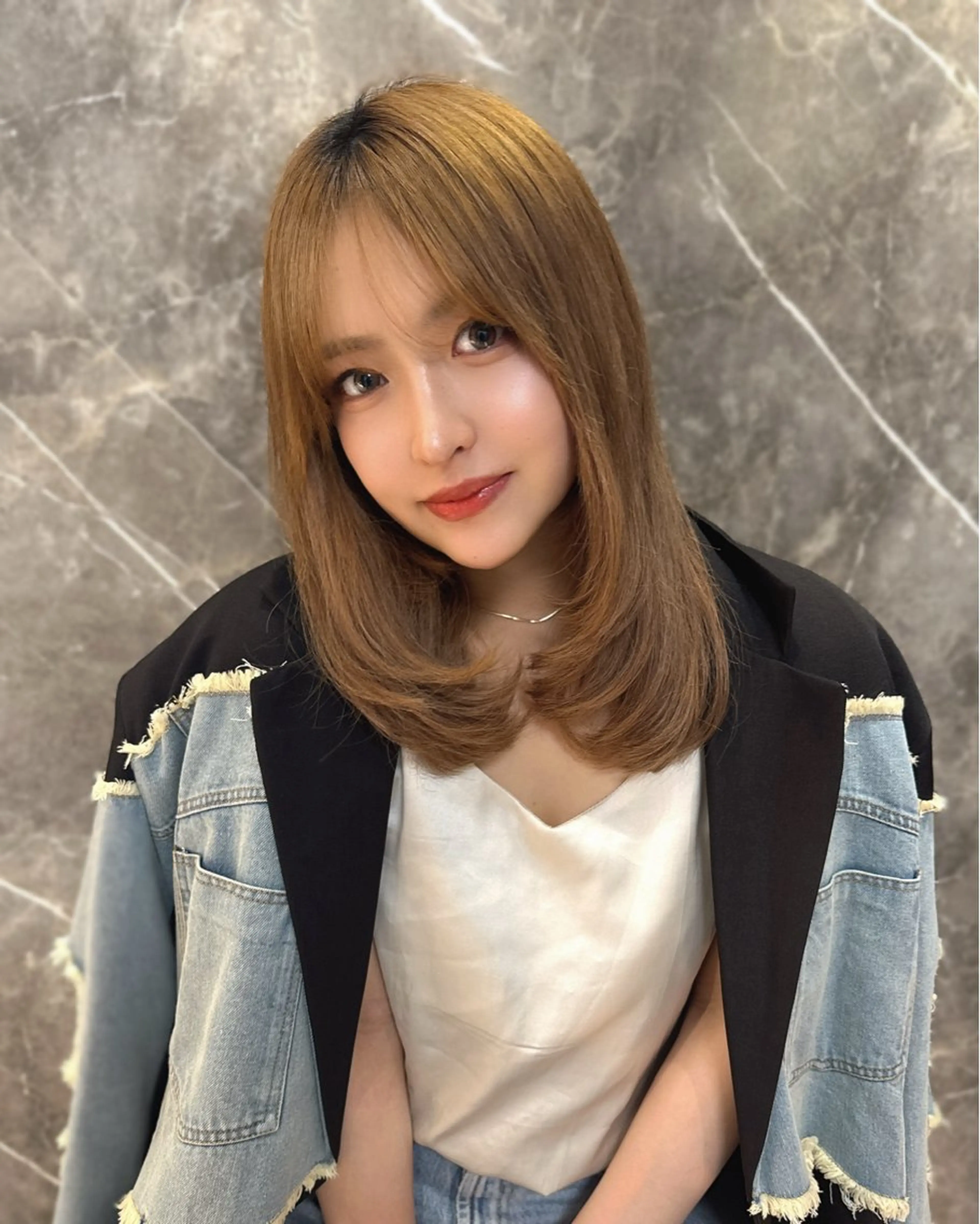 ミディアム 韓国ヘア/美髪矯正/ Haruna🦋のヘアスタイル