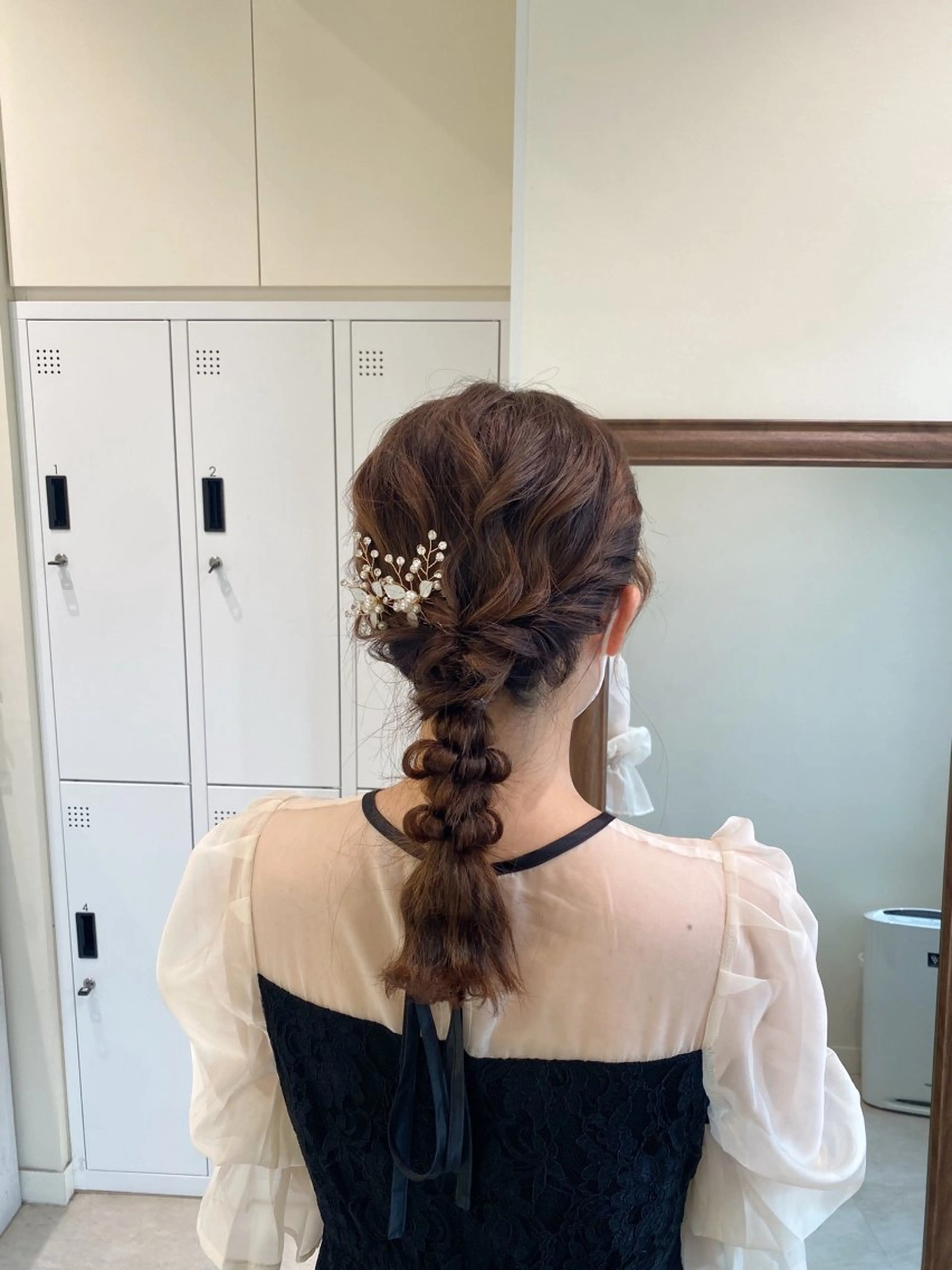 セミロング ヘアアレンジ 暖色カラー /ヘアアレンジ/花鈴のヘアスタイル