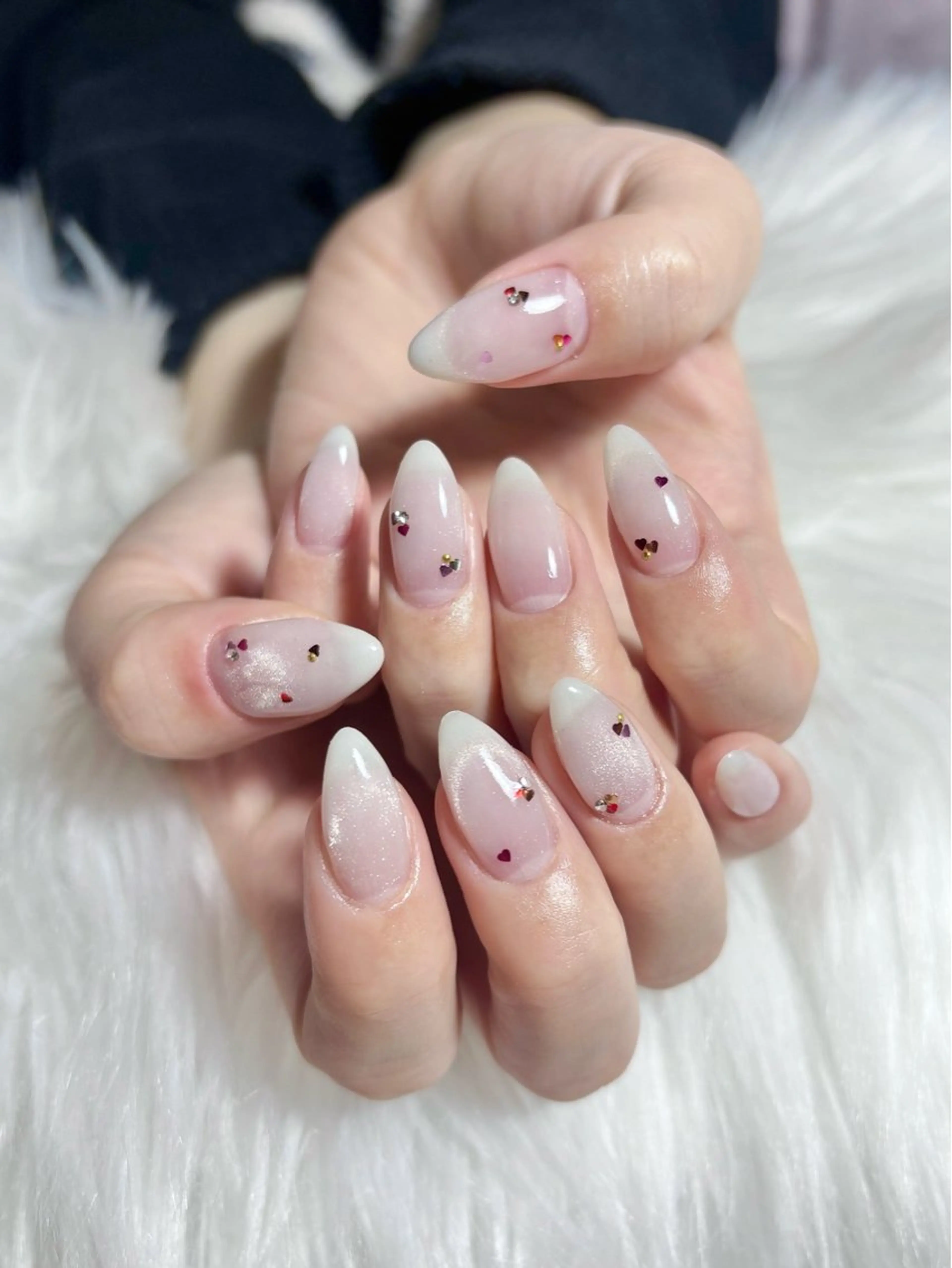 ネイル グラデーション ハート マグネットネイル ハンドネイル haac nailsのネイルデザイン