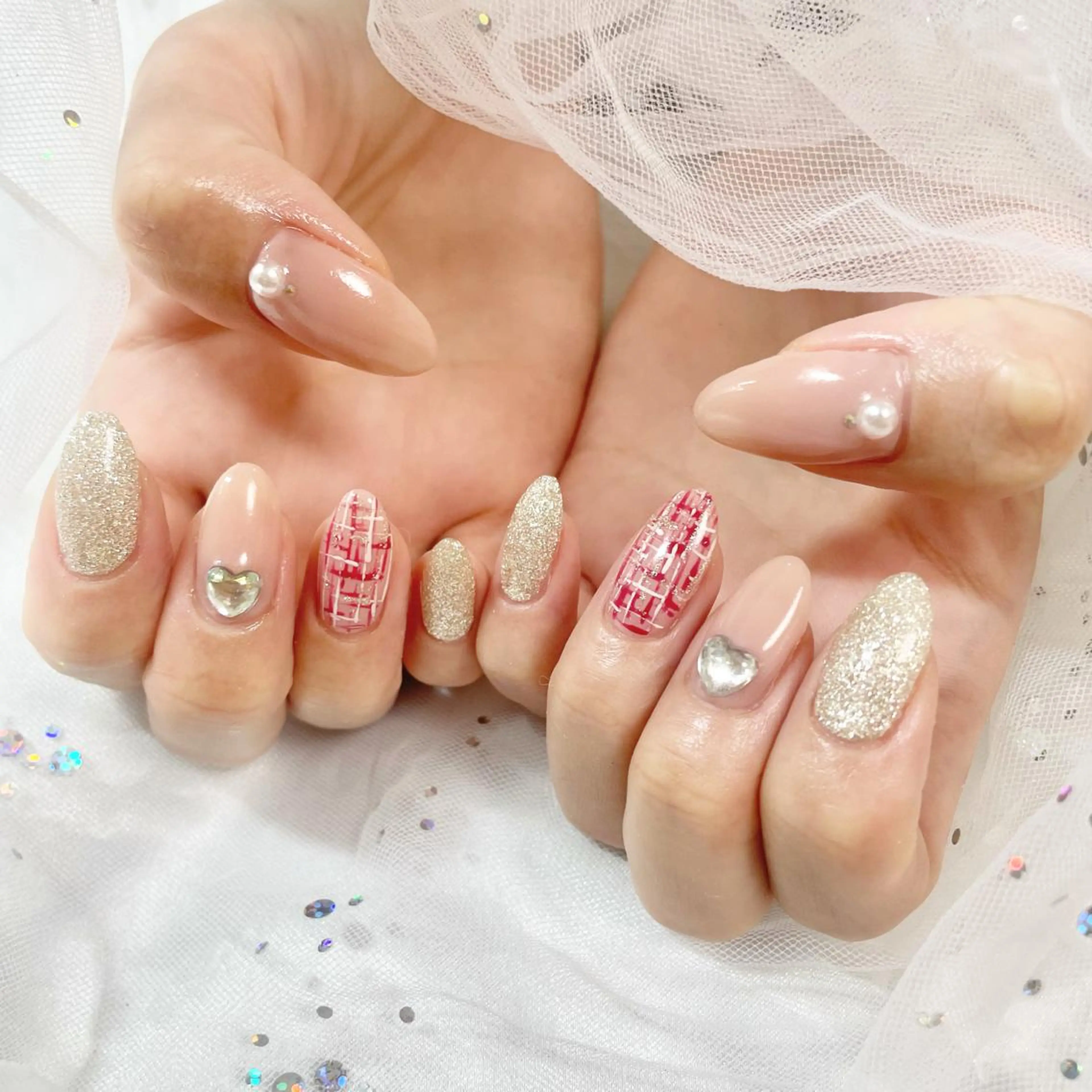 ネイル ツイードネイル ハンドネイル フットネイル 🎀AYAKO 🎀中韓ネイルのネイルデザイン