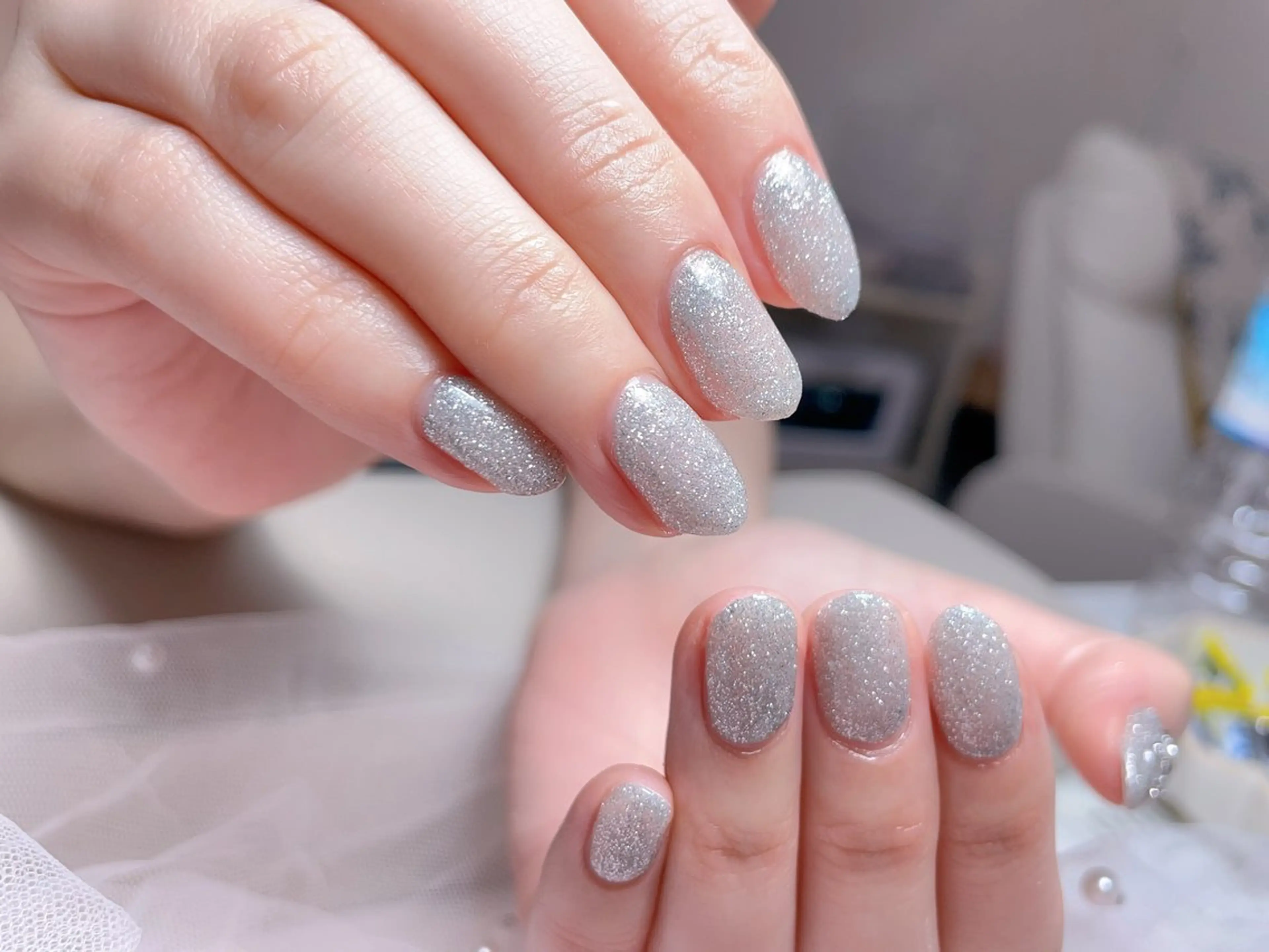 ネイル ブルー フレンチネイル マグネットネイル ニュアンスネイル オフィスネイル ハンドネイル Mnail _KKのネイルデザイン