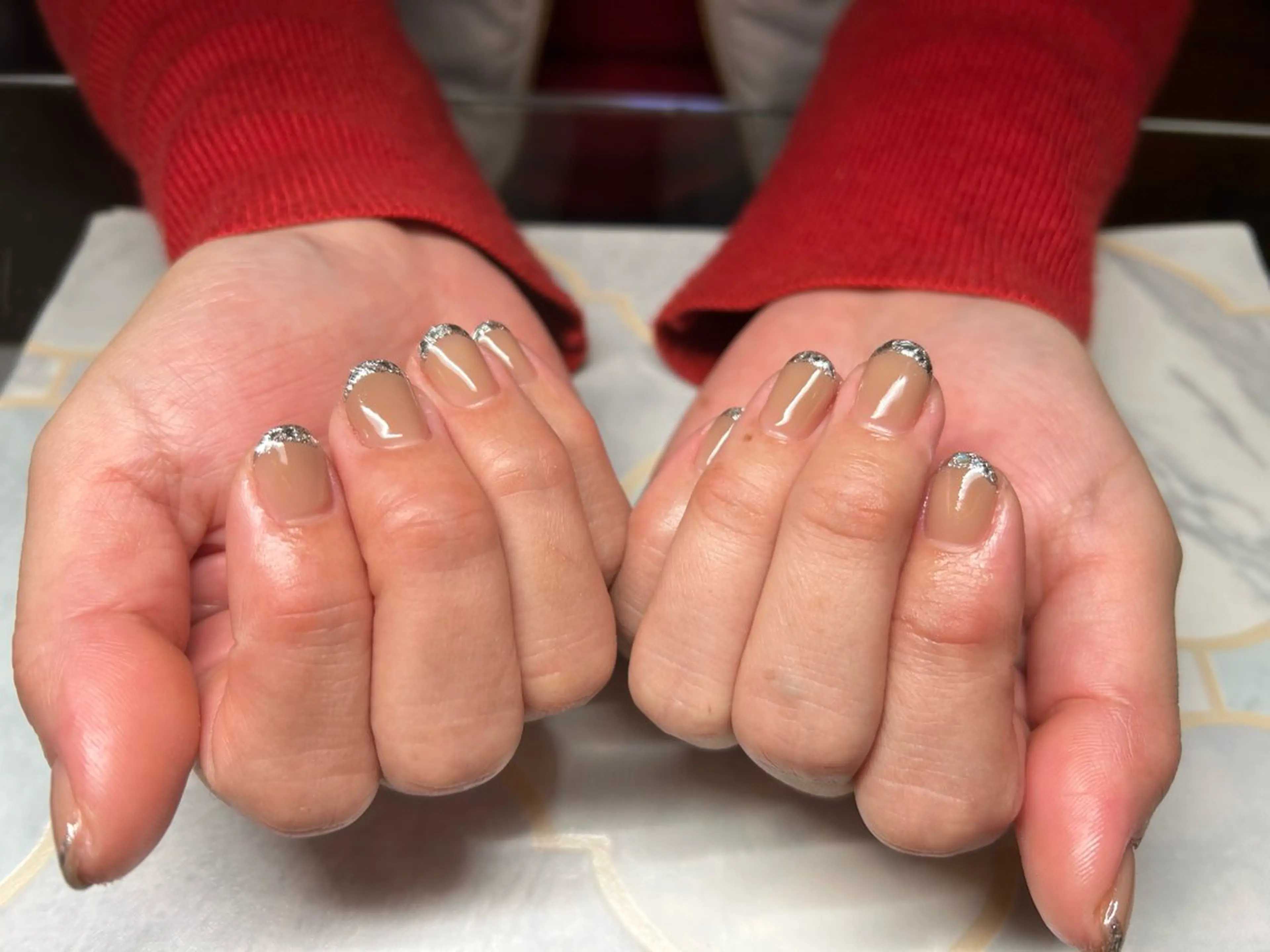 ネイル フレンチネイル ガラスフレンチ ハンドネイル Lisa’s Salonのネイルデザイン