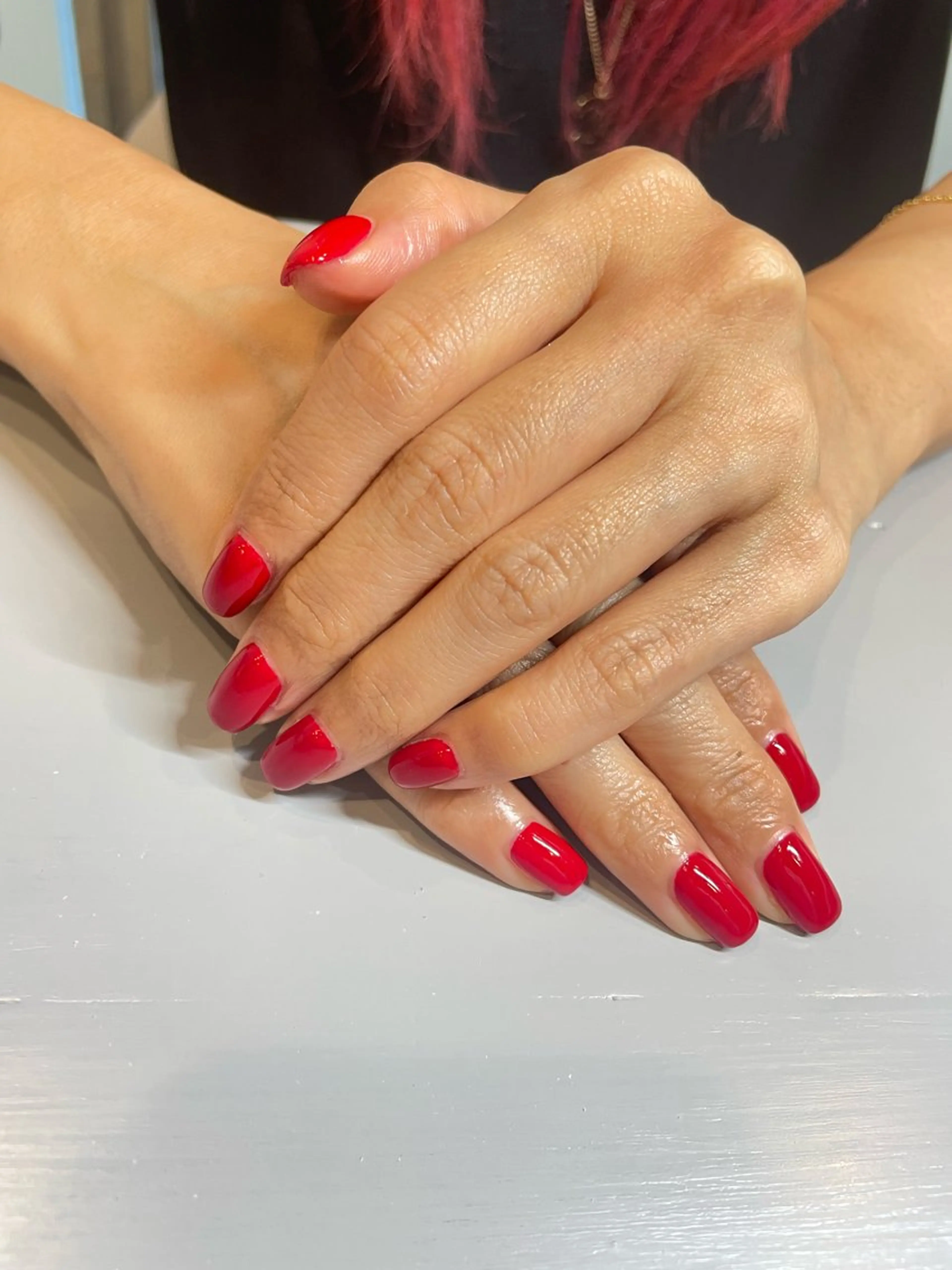 ネイル ワンカラーネイル 赤色 ハンドネイル tanaka 25nailのネイルデザイン