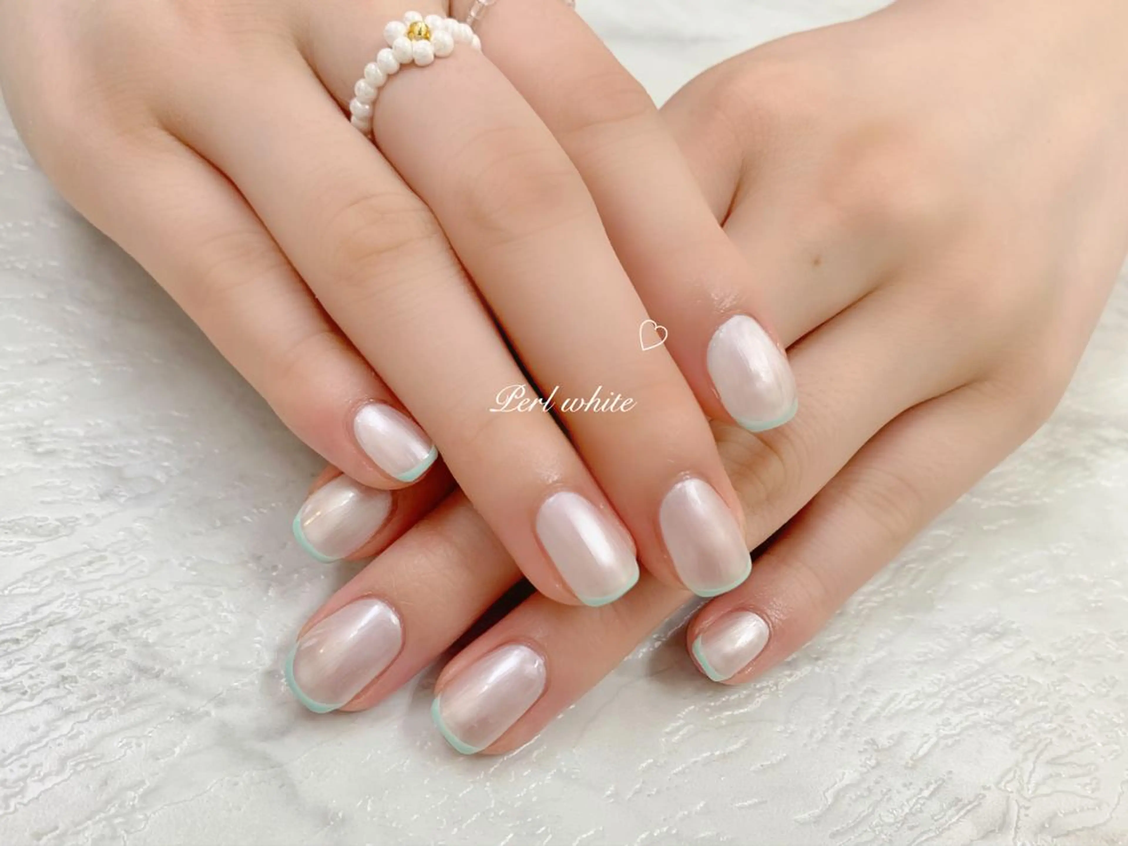 ネイル フレンチネイル グリーン ホワイト NAIL 🎀 AIRIのネイルデザイン