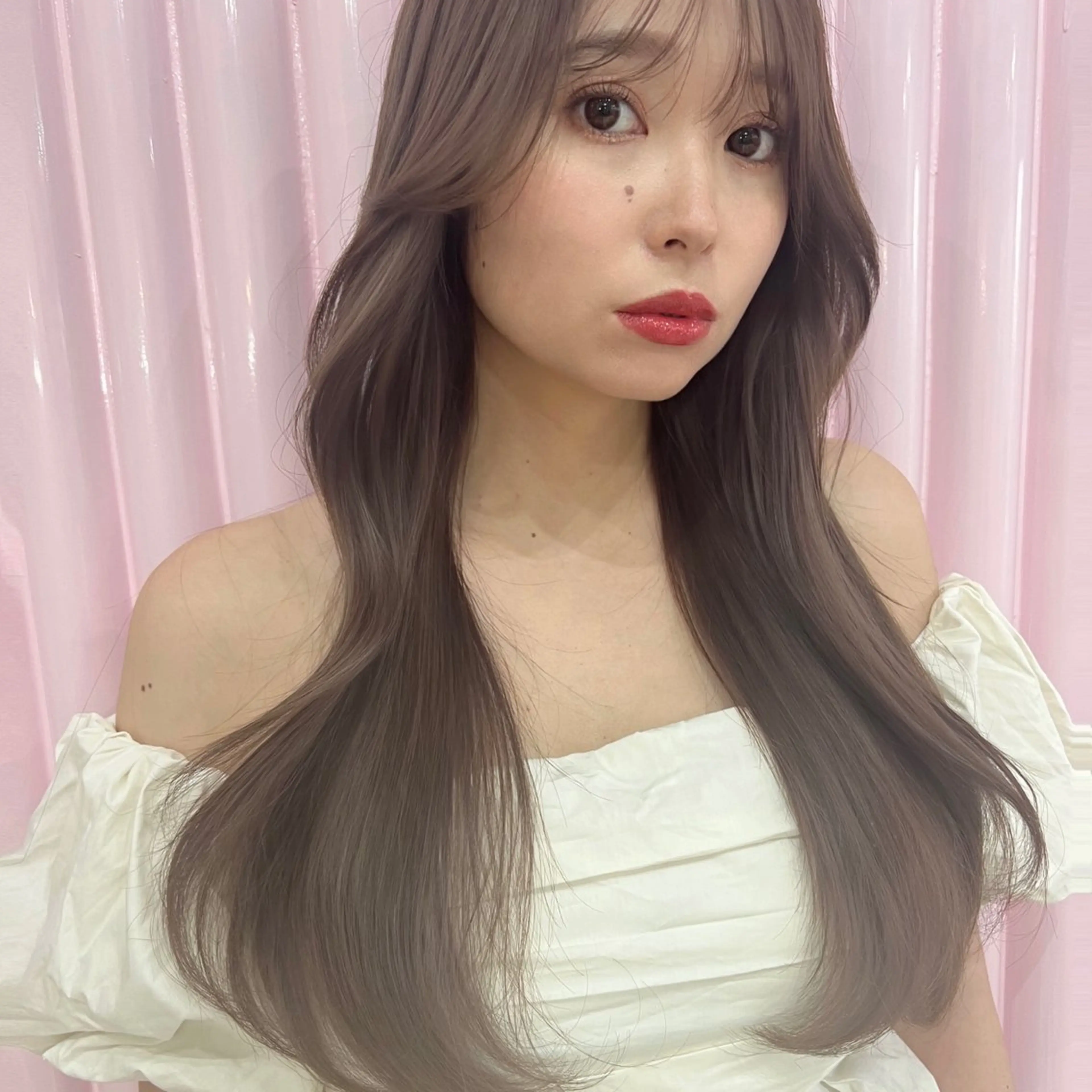 ロング 韓国風ヘア カット ヘアカラー トリートメント 韓国モテhair🍑 momoのヘアスタイル