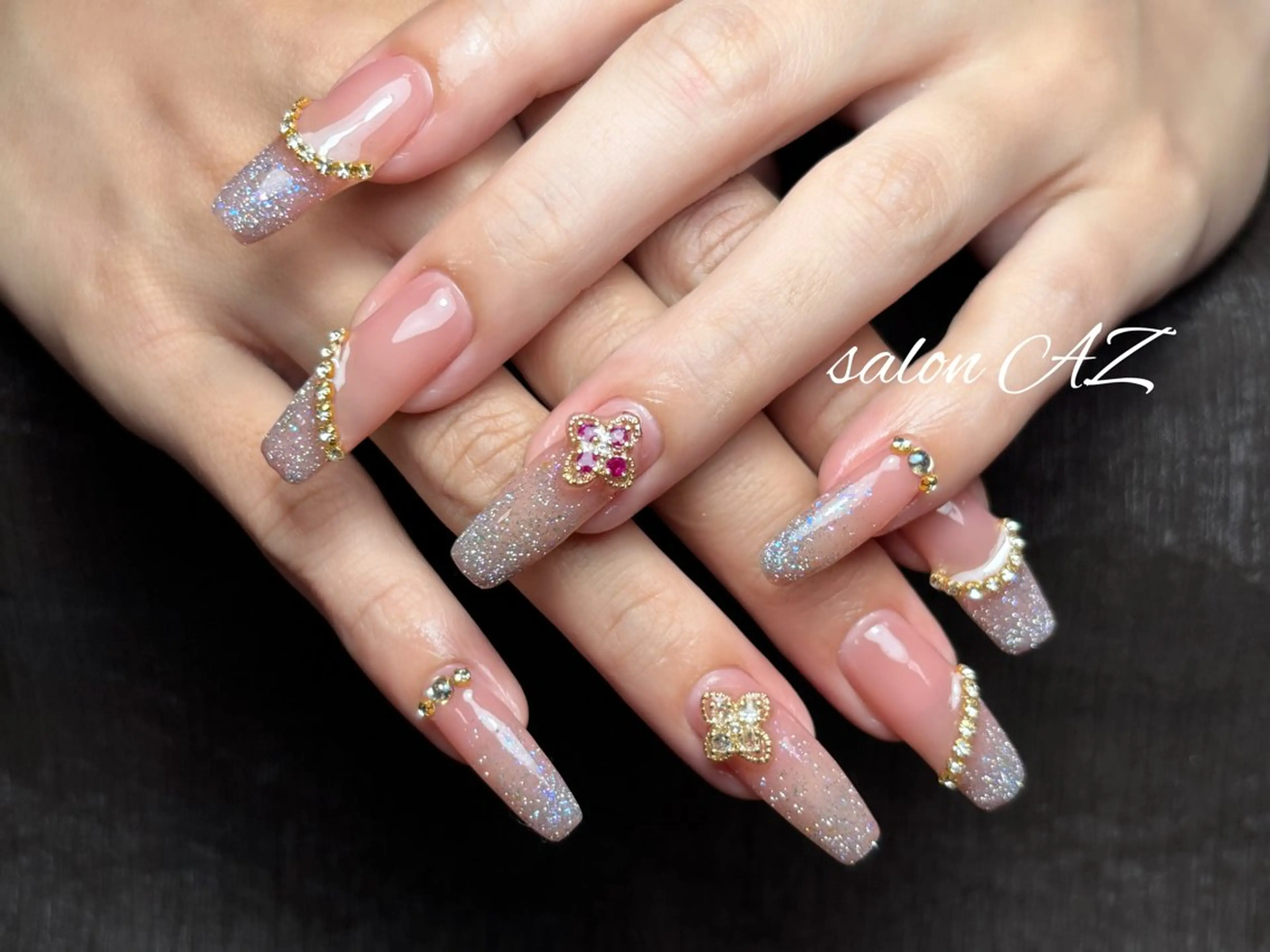 ネイル 桜ネイル 長さ出し フットネイル フレンチネイル ジェルネイル ハンドネイル salon AZのネイルデザイン