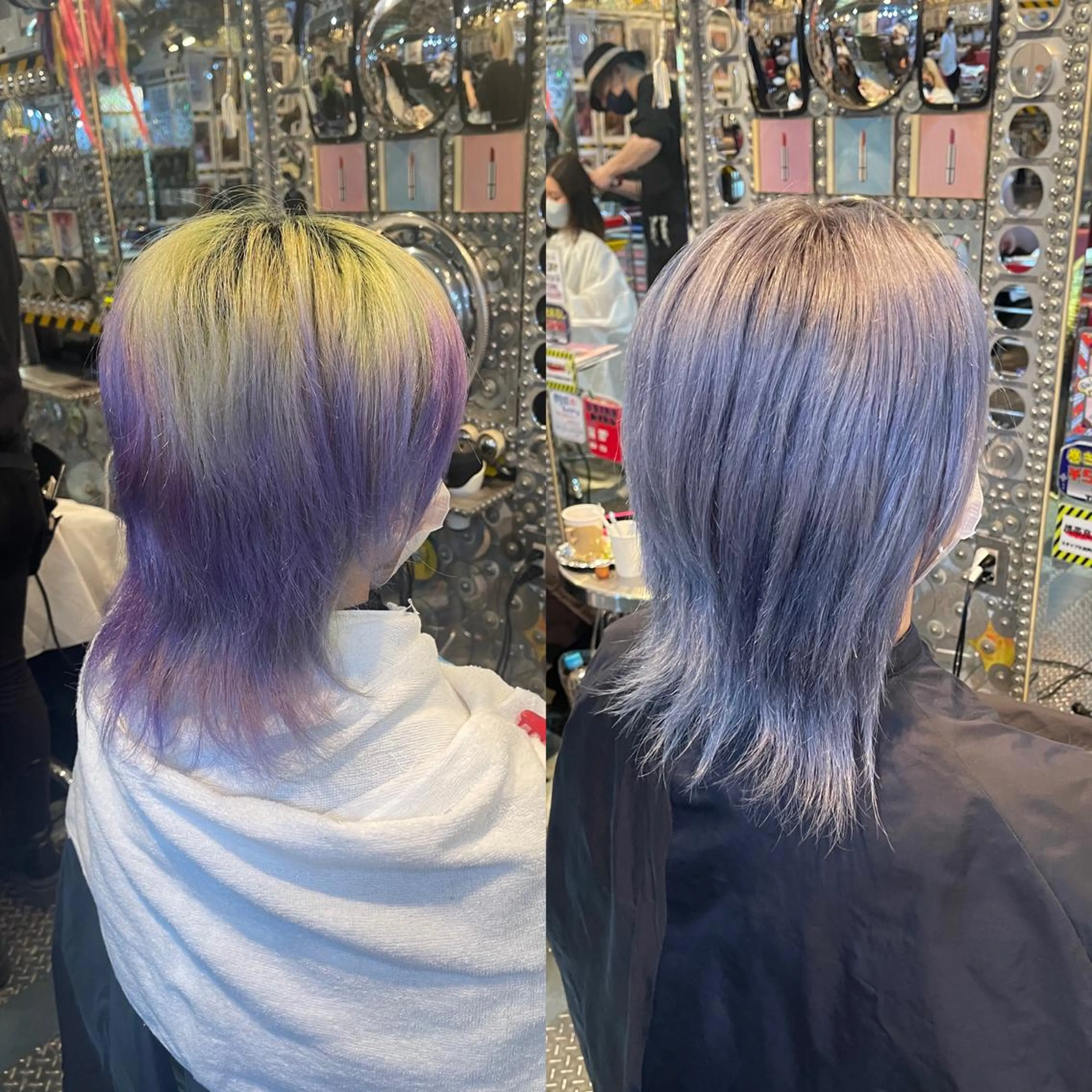 ミディアム カラー ヘアアレンジ メンズ メンズウルフカット シルバー ウルフカット 🌈派手髪エクステ ブレイズ🌈ひろとのヘアスタイル