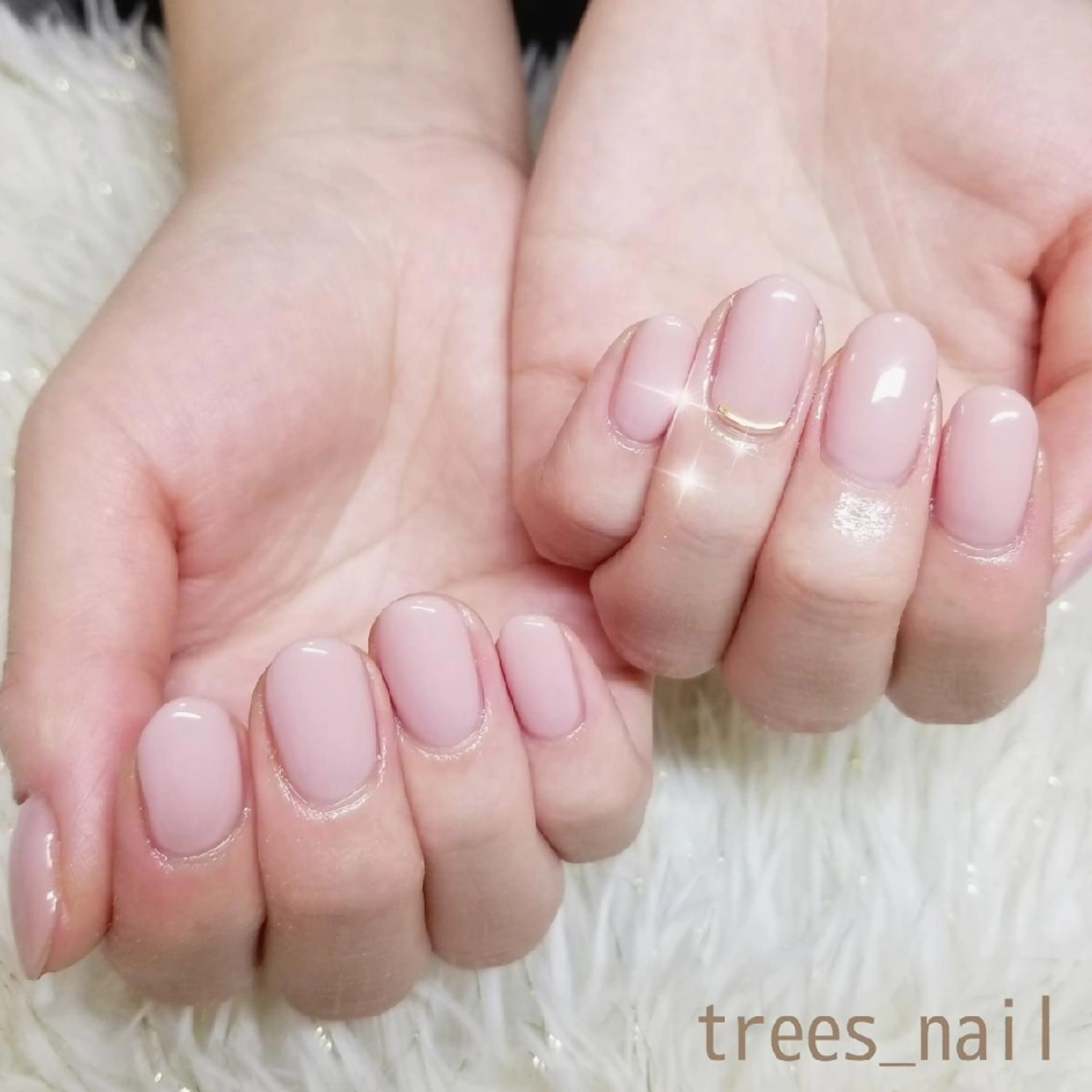 ネイル オフィスネイル ワンカラーネイル ピンク ピンクベージュ シンプルネイル trees_ nailのネイルデザイン