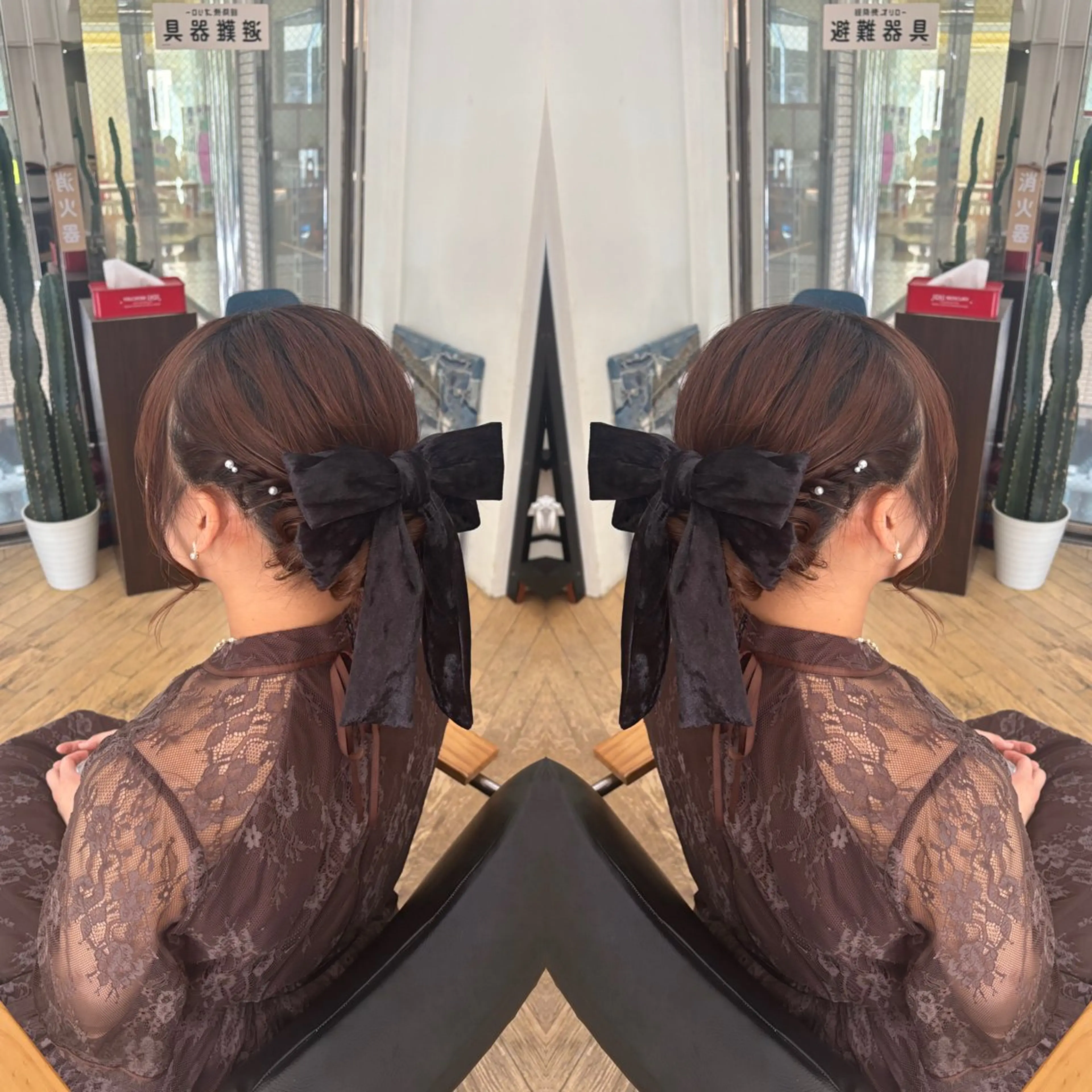 ミディアム ヘアアレンジ ヘアセット 💎ハイトーン/艶 カラー モエカ💎のヘアスタイル