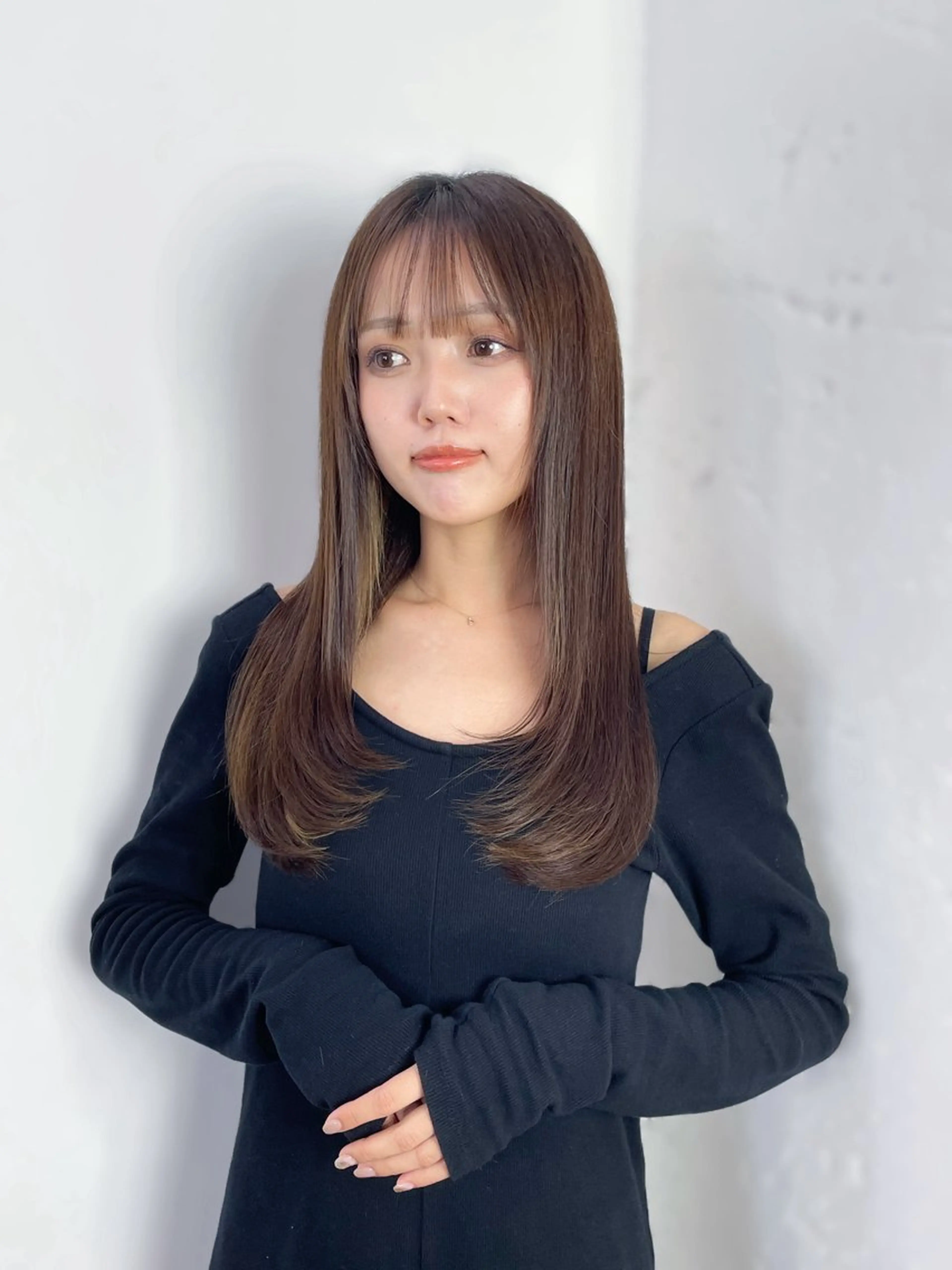 ロング カット ヘアカラー MINAMO 韓国レイヤーのヘアスタイル