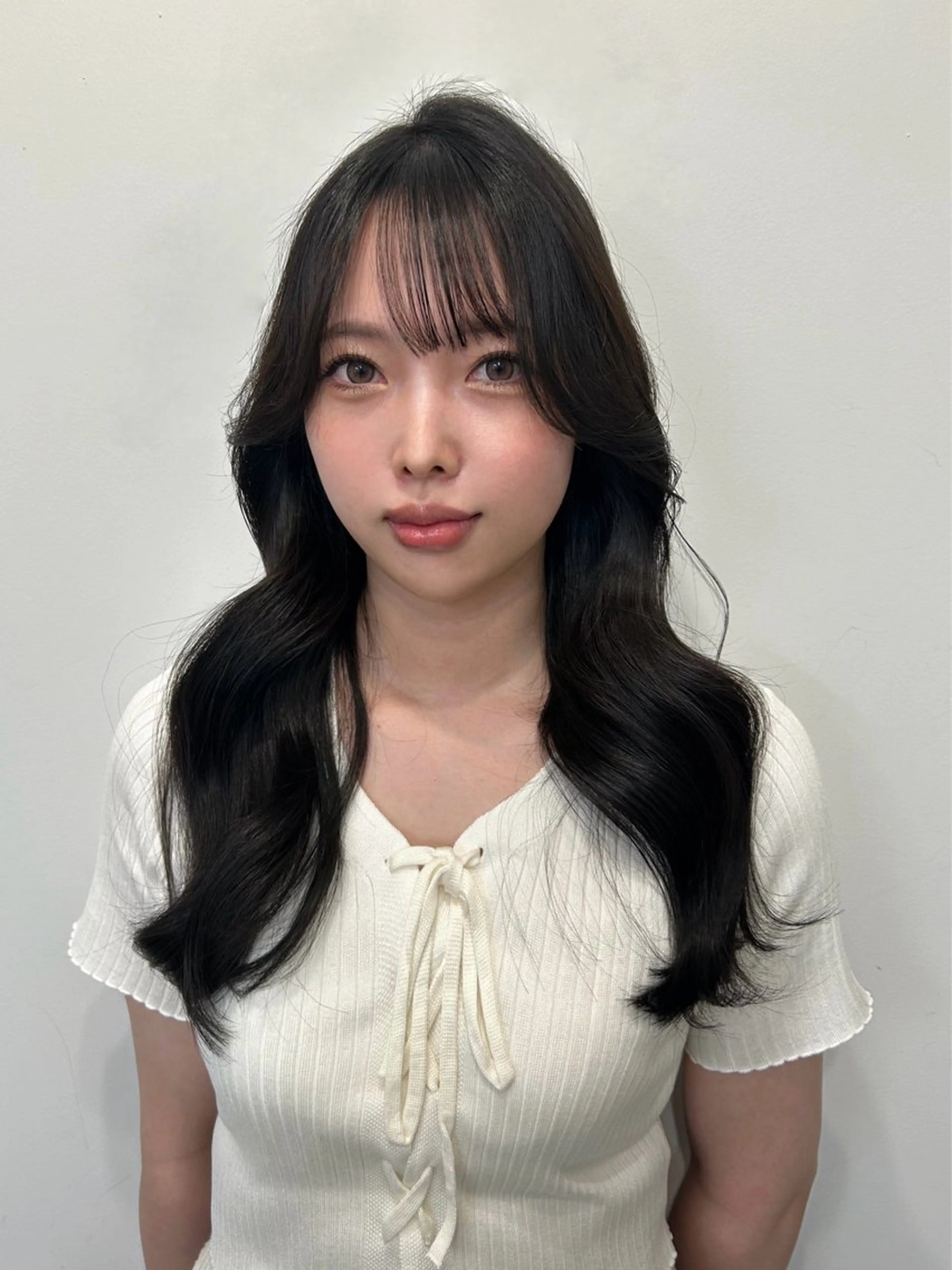 セミロング カラー ボブ 顔まわりレイヤー 韓国風ヘア レイヤーカット 似合わせカット 梅田l大人韓国ヘア レイヤー×艶カラーのヘアスタイル