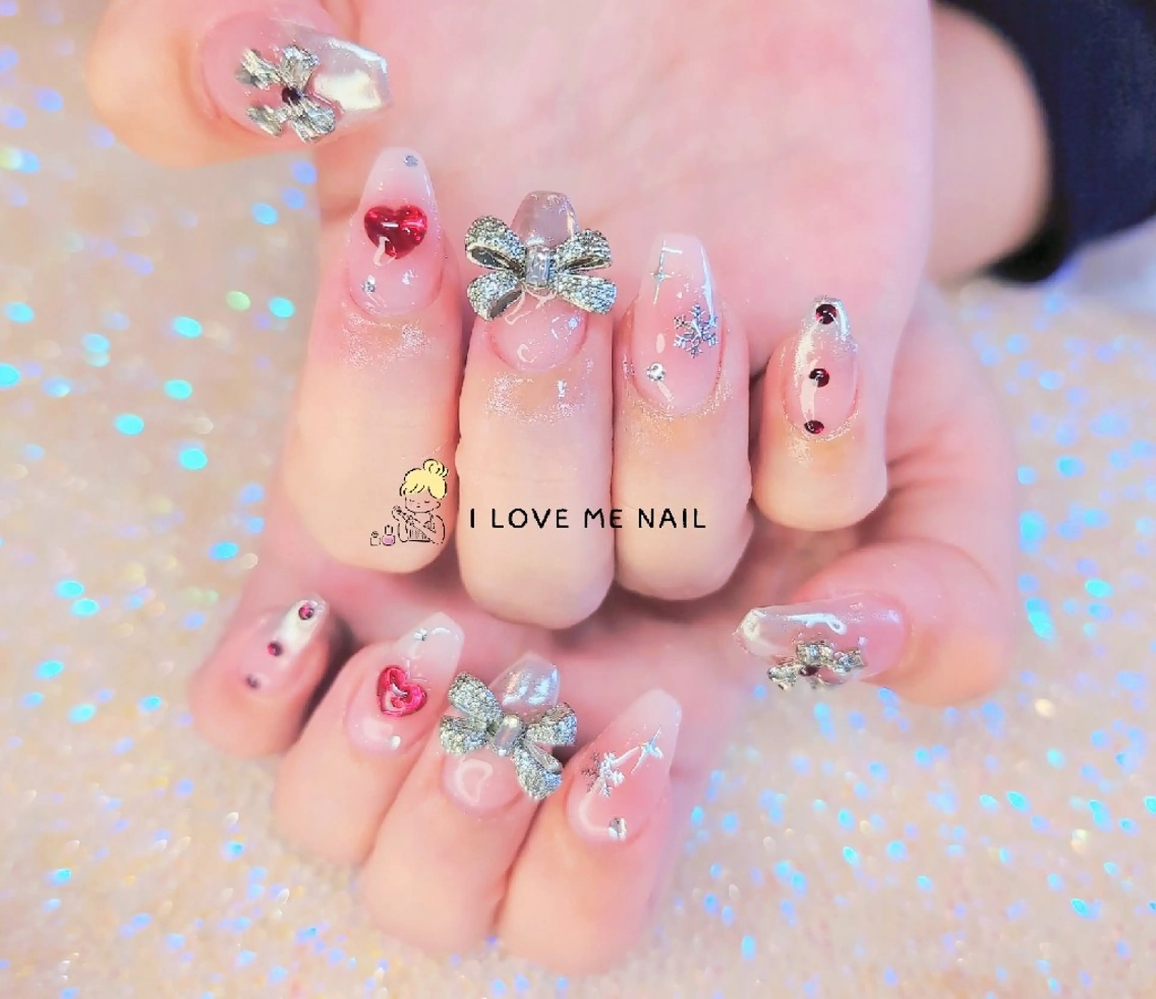 ネイル 長さ出し ハート 韓国ネイル マグネットネイル ニュアンスネイル I LOVE ME NAIL.｡.:*♡のネイルデザイン