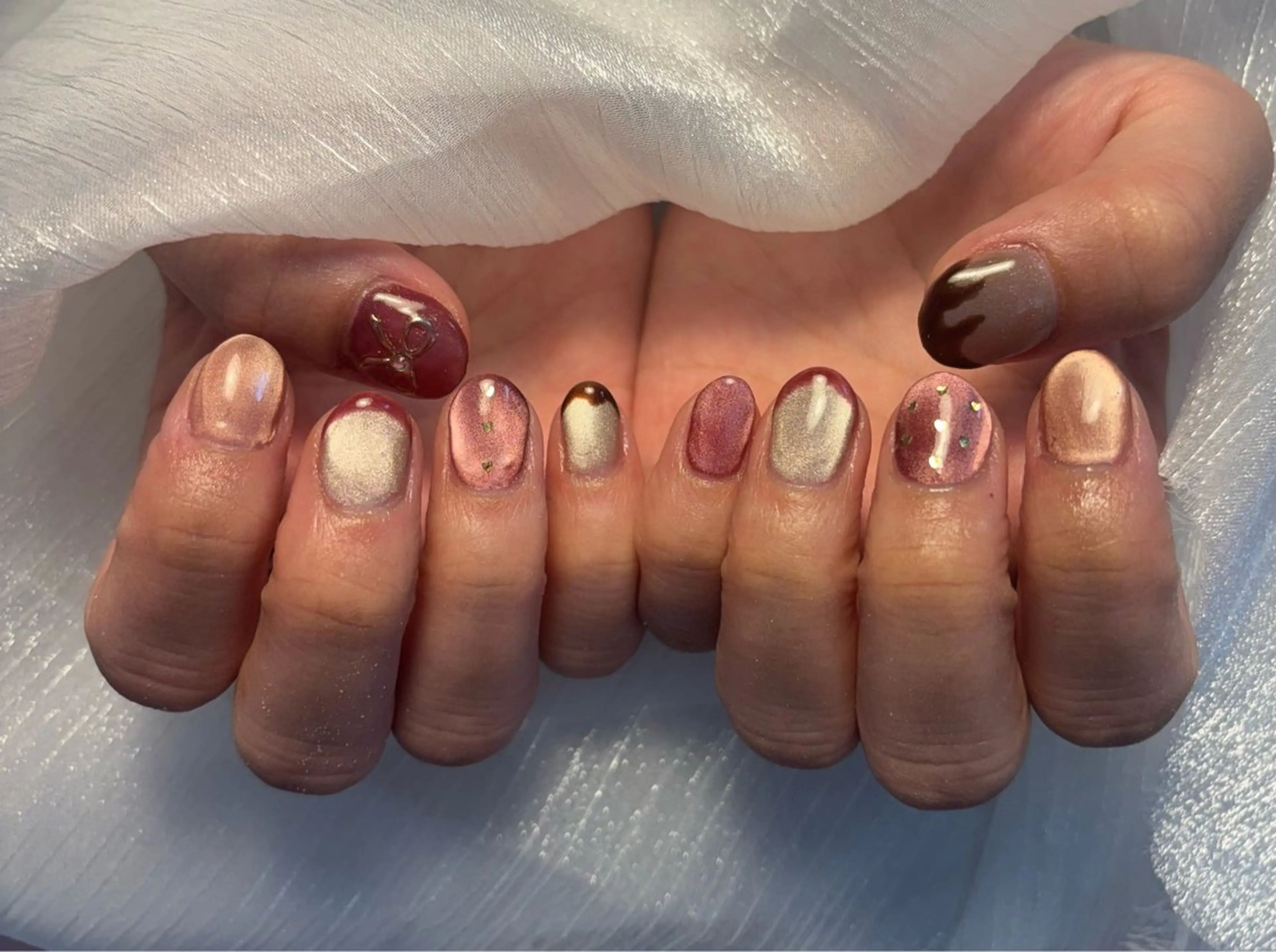 ネイル ジェルネイル マグネットネイル 持ち込み バレンタイン ハンドネイル Nail salon Natulalのネイルデザイン