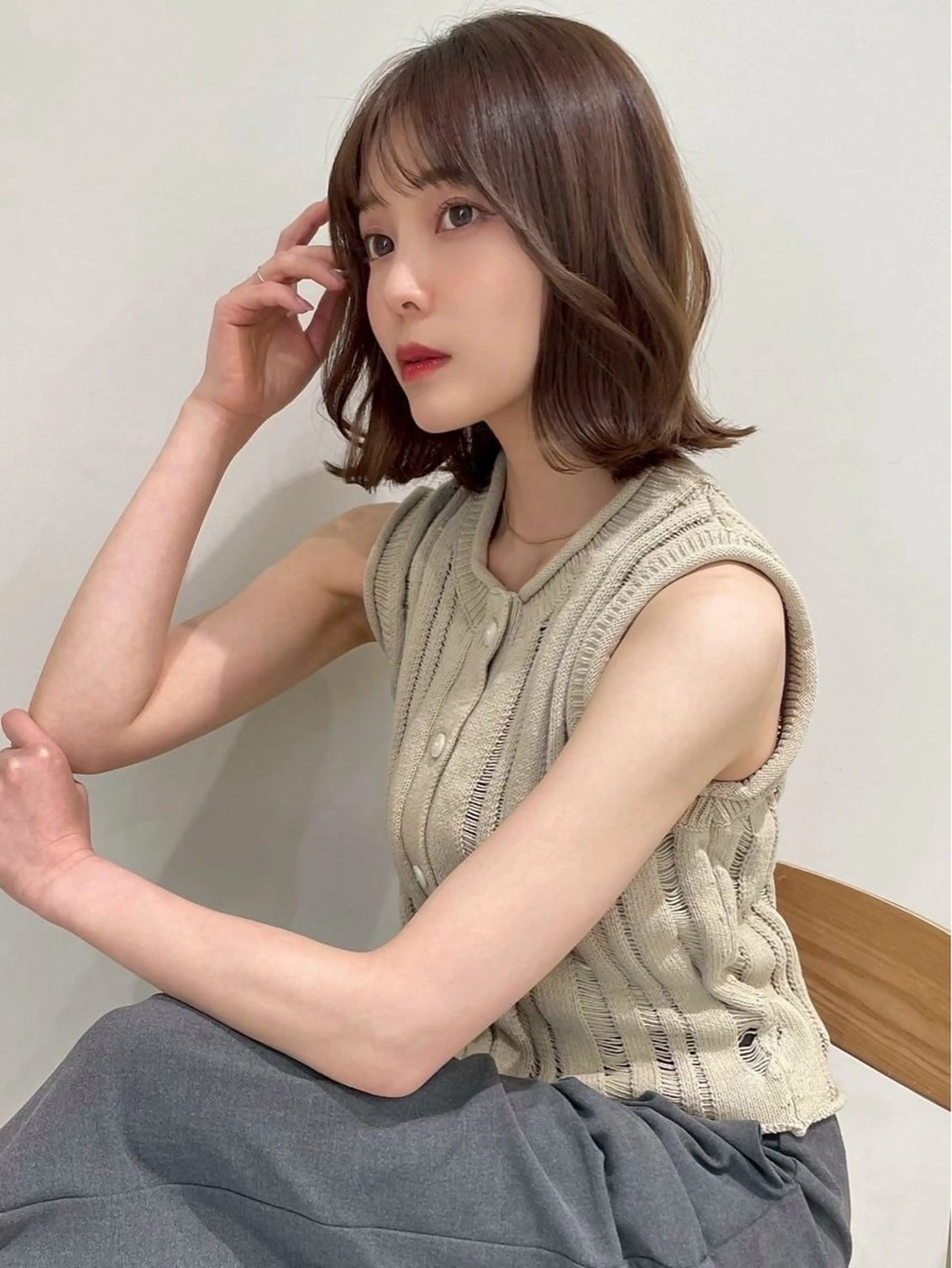 ミディアム カラー ベージュカラー ヘーゼル カット ヘアカラー トリートメント 🌈透明感カラー🌈 🌟吉田祐介🌟のヘアスタイル