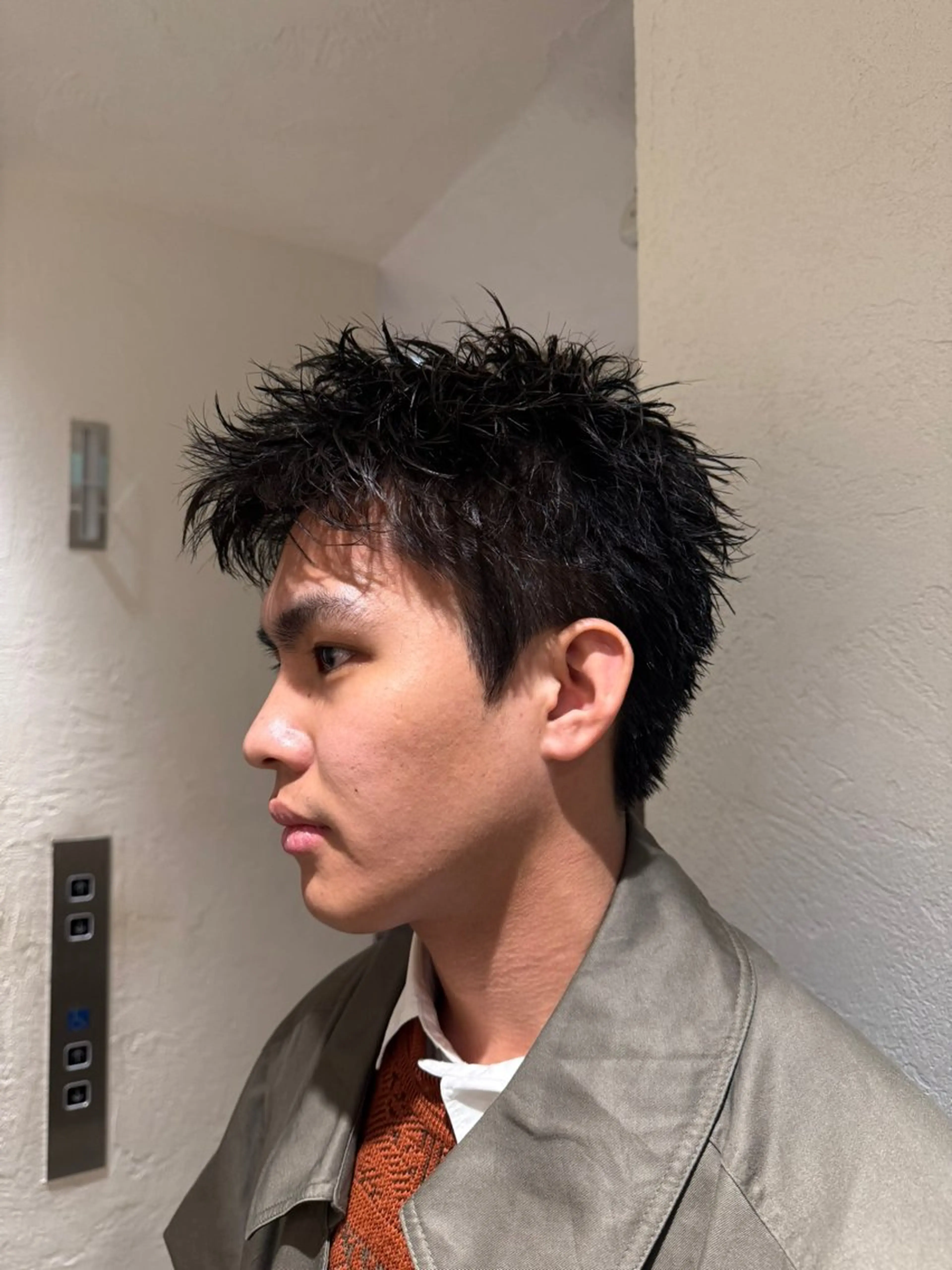 ショート パーマ メンズ メンズパーマ スパイキーショート ショートヘア カット パーマ メンズショート/ピン パーマ/新宿/フウガのヘアスタイル