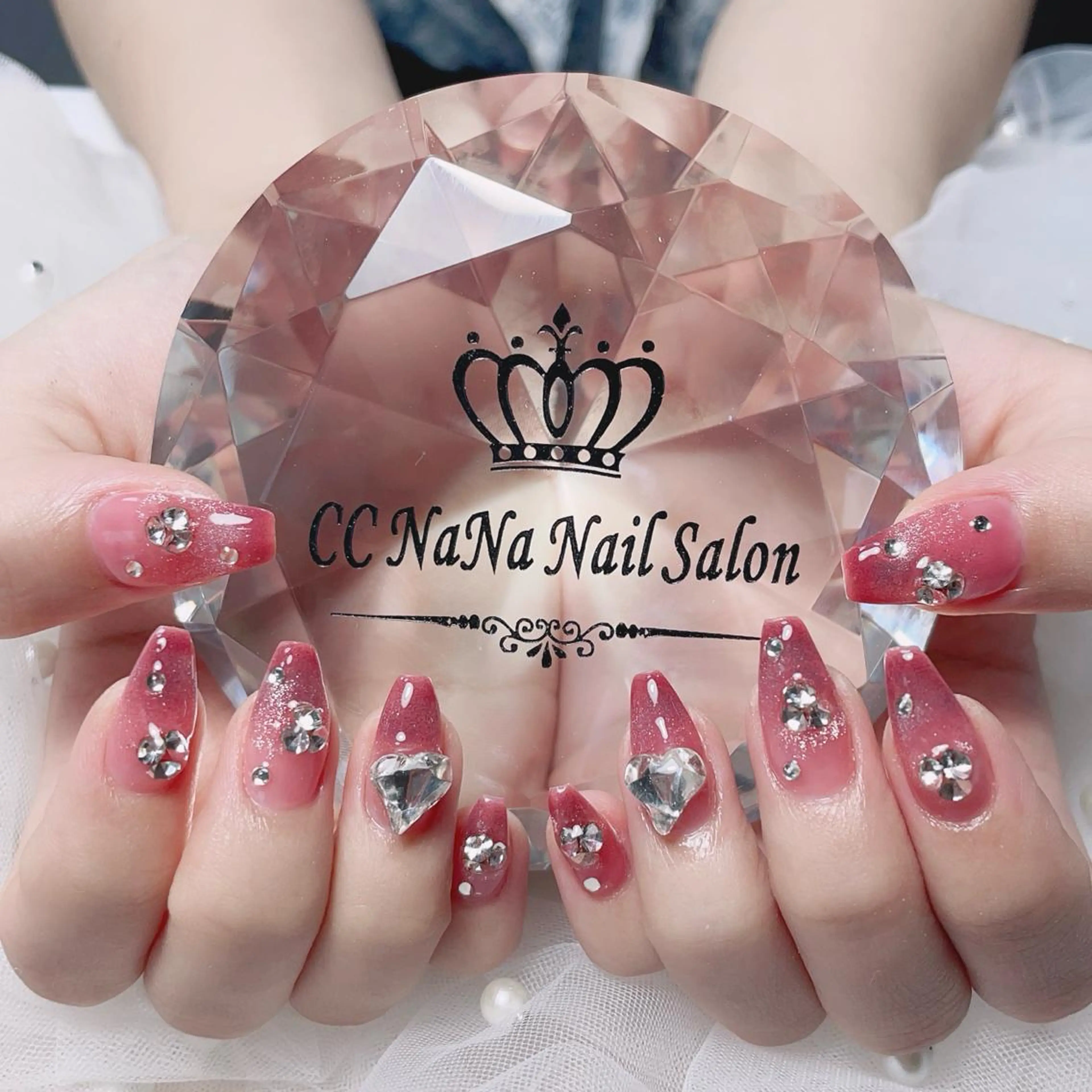 ネイル チークネイル フラッシュネイル ジェルネイル ハート キラキラネイル ハンドネイル 💎CC・NaNa 韓国風ネイル🌙Cのネイルデザイン